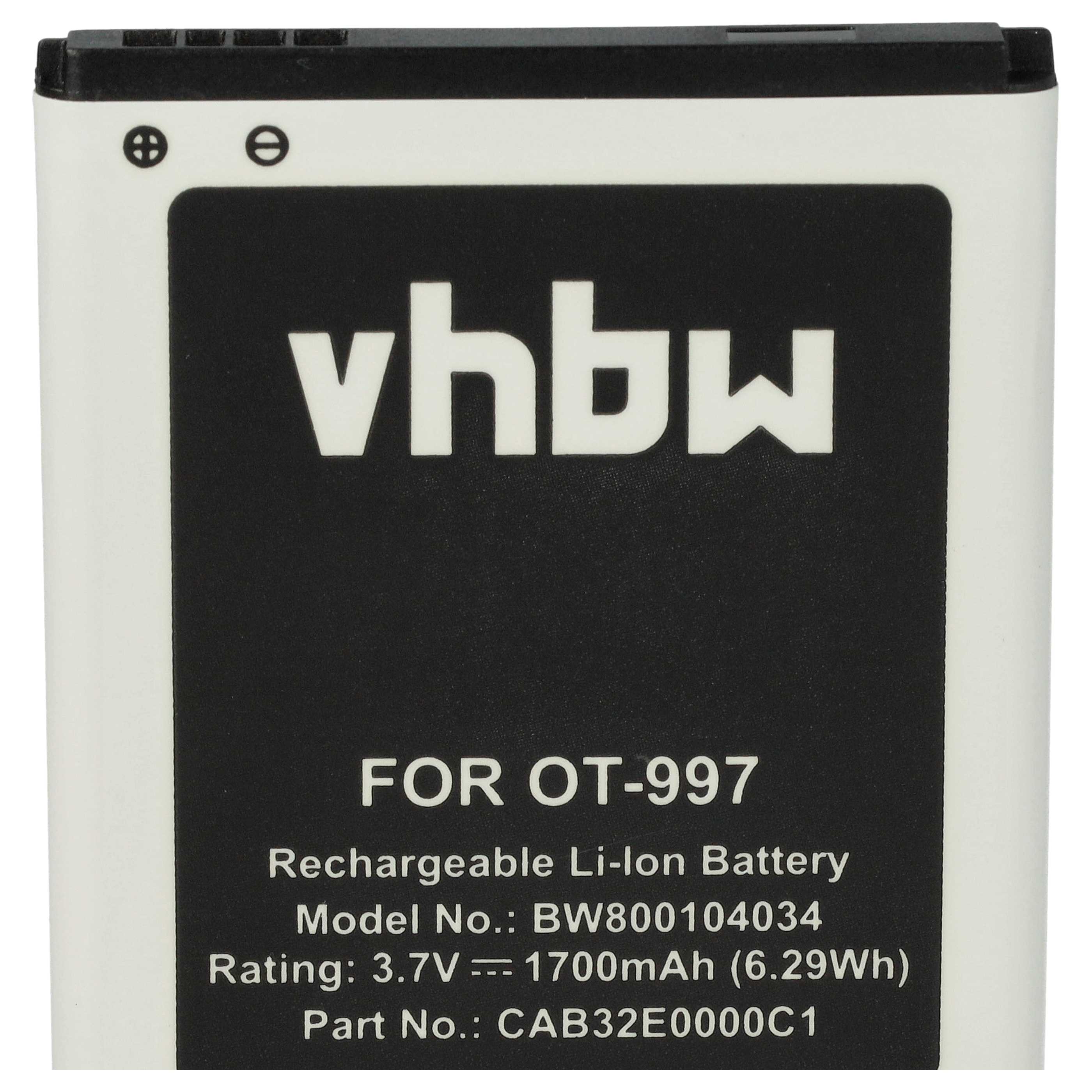 Akku als Ersatz für Alcatel BY80, TLiB32E, CAB32E0002C1, CAB32E0000C1, CAB32E0000C2 - 1700mAh 3,7V Li-Ion
