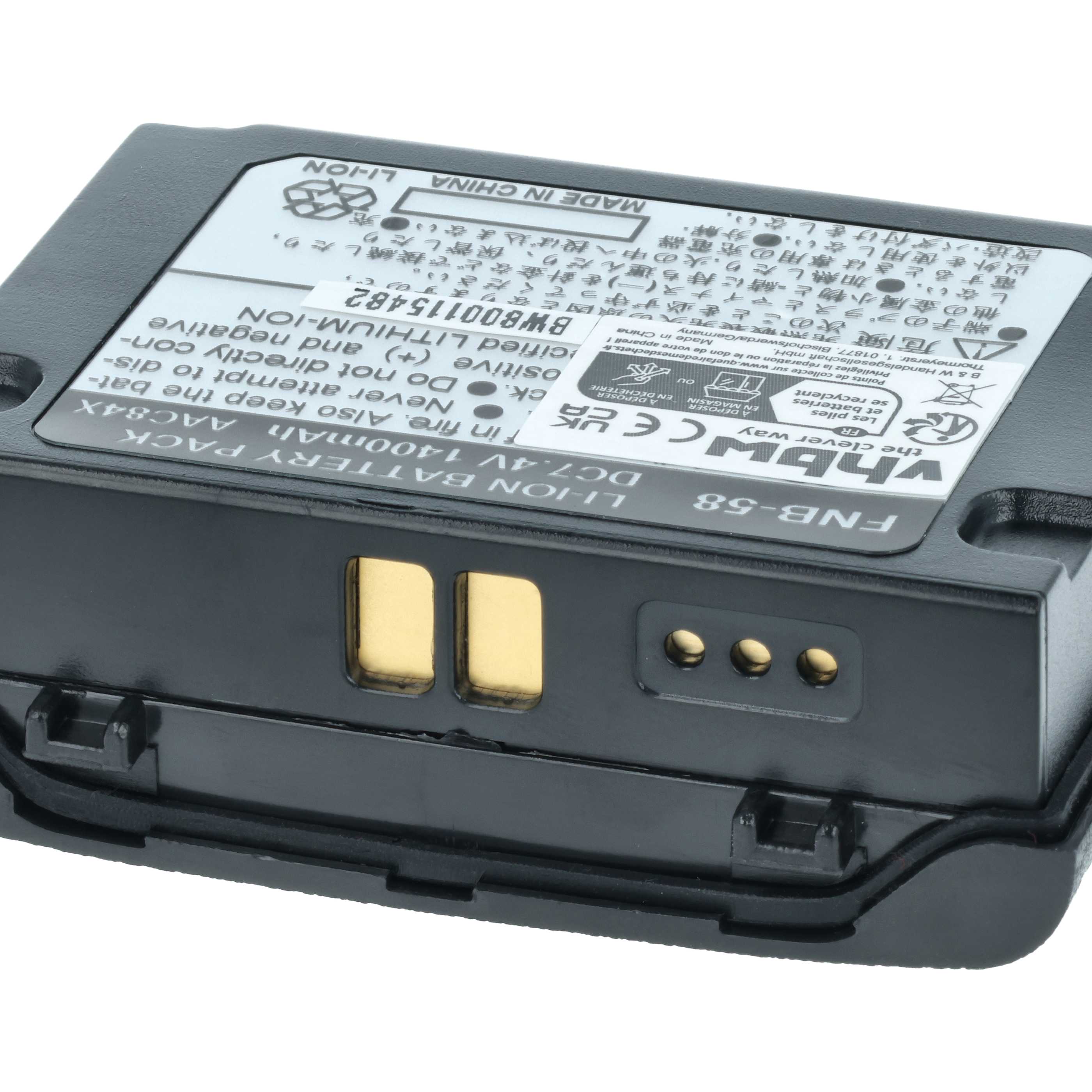 Radio 5x Battery replaces Yaesu Vertex FNB-58, FNB-80Li, FNB-58Li, FNB-80 - 1400 mAh 7.4 V Li-Ion