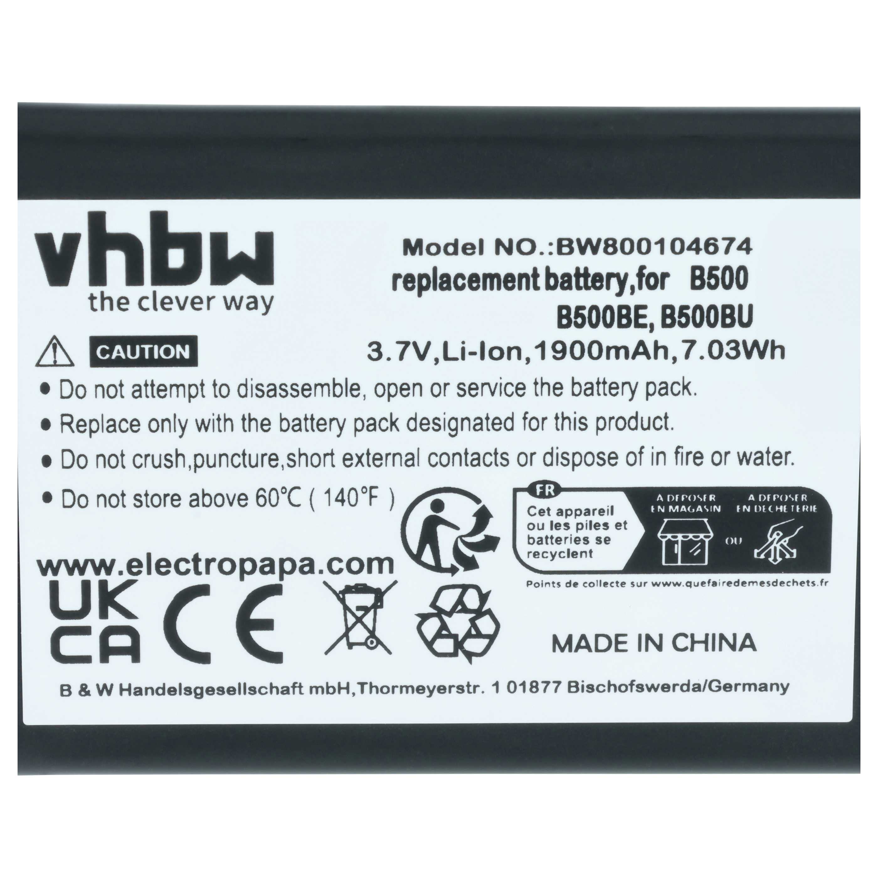 Akumulator do telefonu smartfona zamiennik Samsung B500BE, B500, B500BU - 1900 mAh 3,7 V Li-Ion