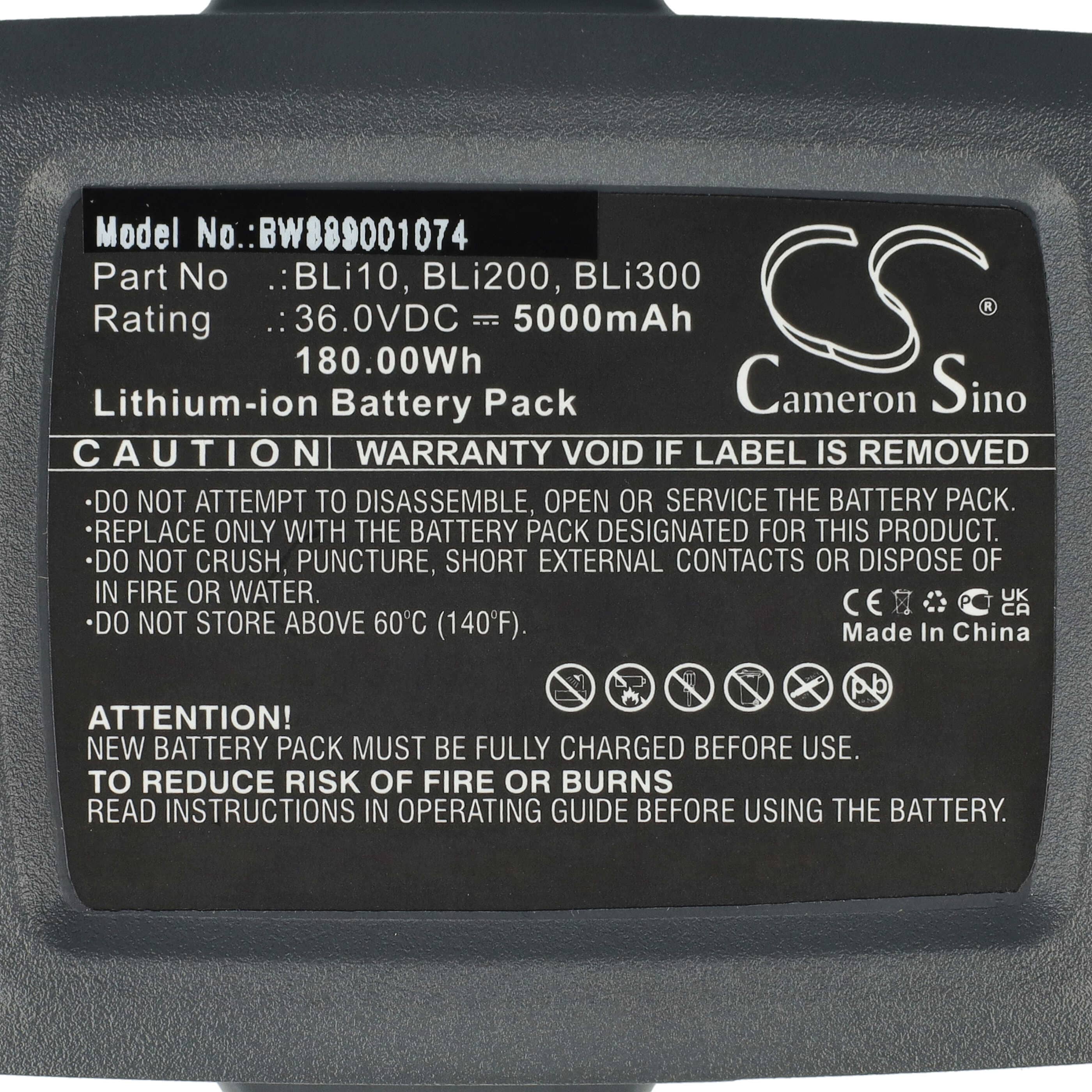 Battery replaces Husqvarna 967 07 19-01, 967 09 19-01, 967 09 18-01 - 5000 mAh 36 V Li-Ion, dark grey