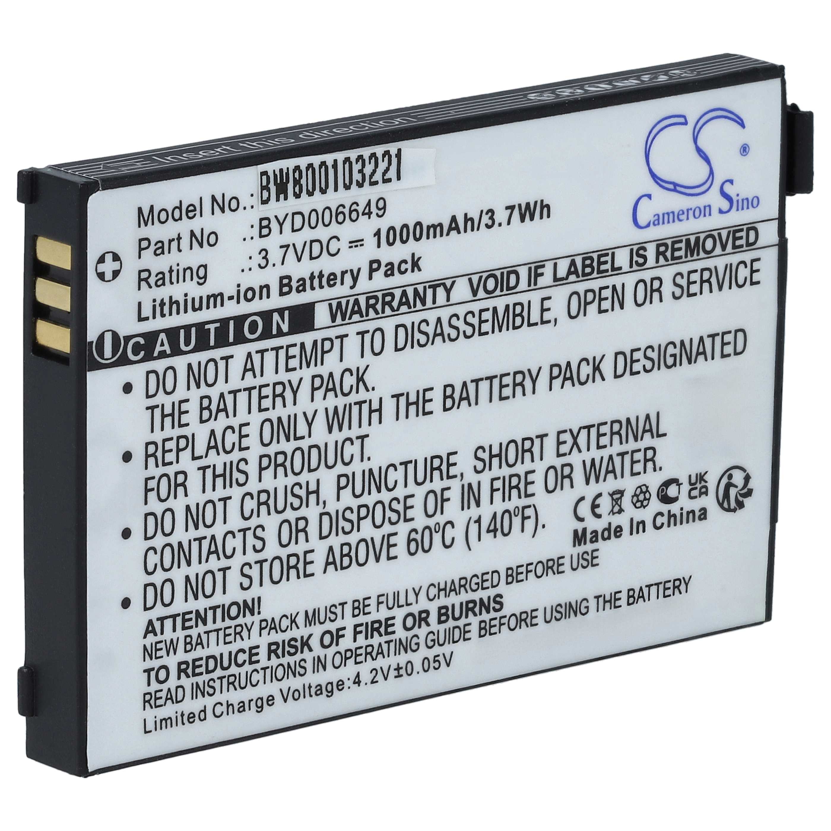 Babyphone-Akku als Ersatz für BT BYD006649 - 1000mAh 3,7V Li-Ion