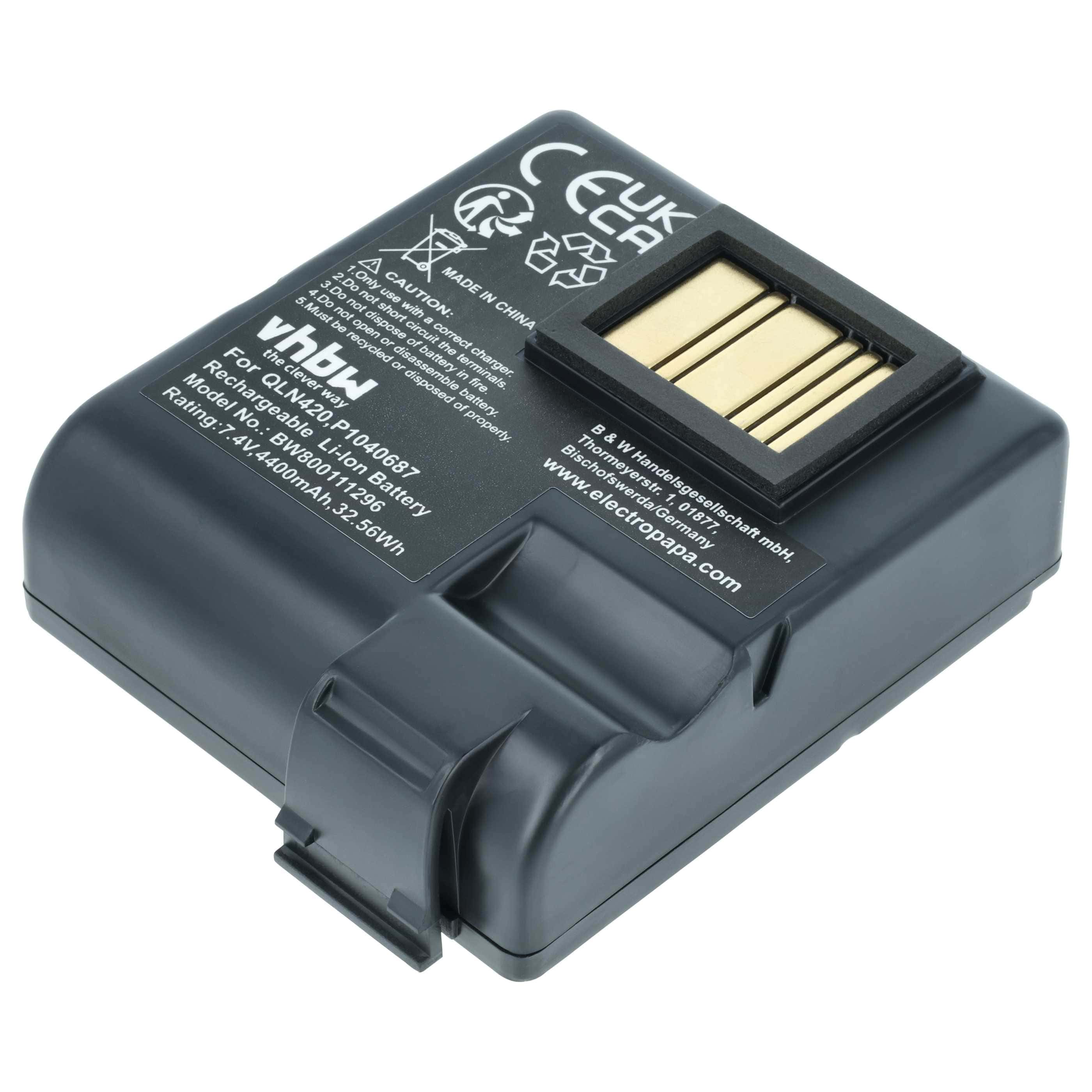 Printer 2x Battery replaces Zebra BTRY-MPP-68MA1-01, P1050667-016, P1040687 - 4400 mAh 7.4 V Li-Ion