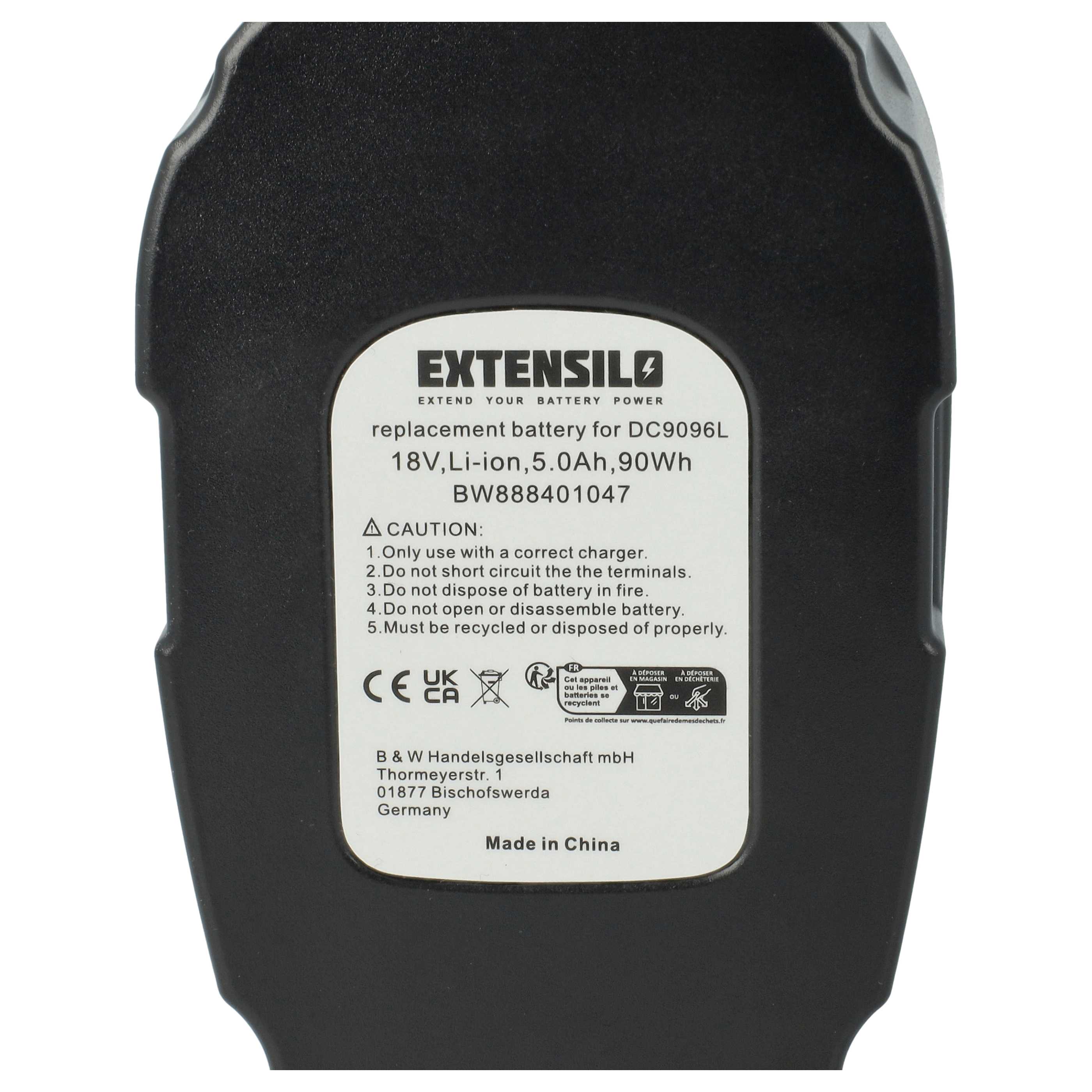 Akku (2x Stück) 18V als Ersatz für Dewalt DE9096, DE9098, DE9095, DE9039, DC9096, DE9503, DC9099 - 5Ah, Li-Ion