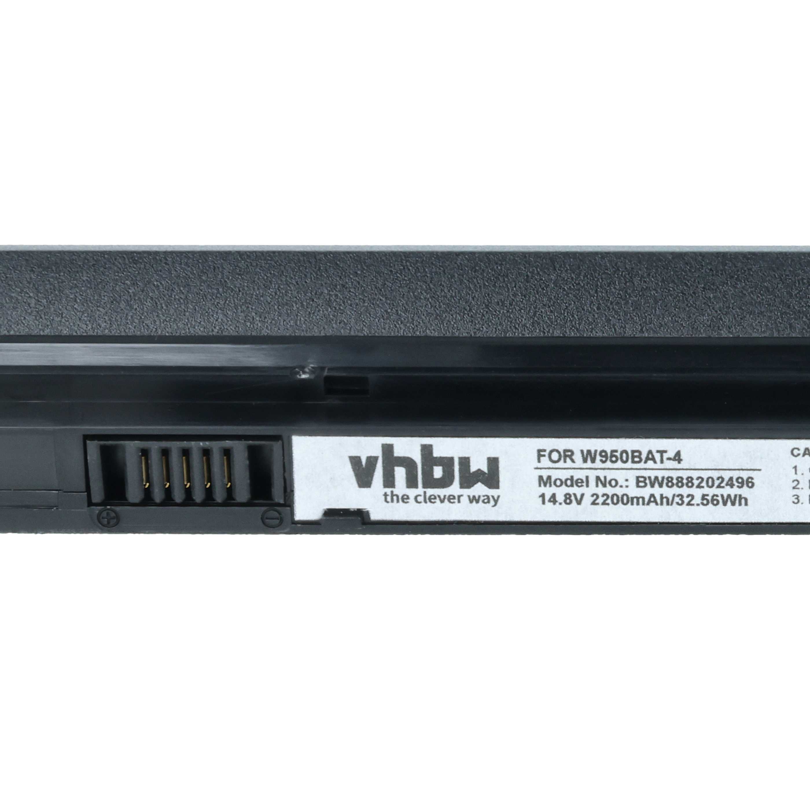 Notebook Battery replaces Clevo 6-87-W95KS, 6-87-W95KS-42F2, 6-87-W95KS-49F - 2200 mAh 14.8 V Li-Ion, black
