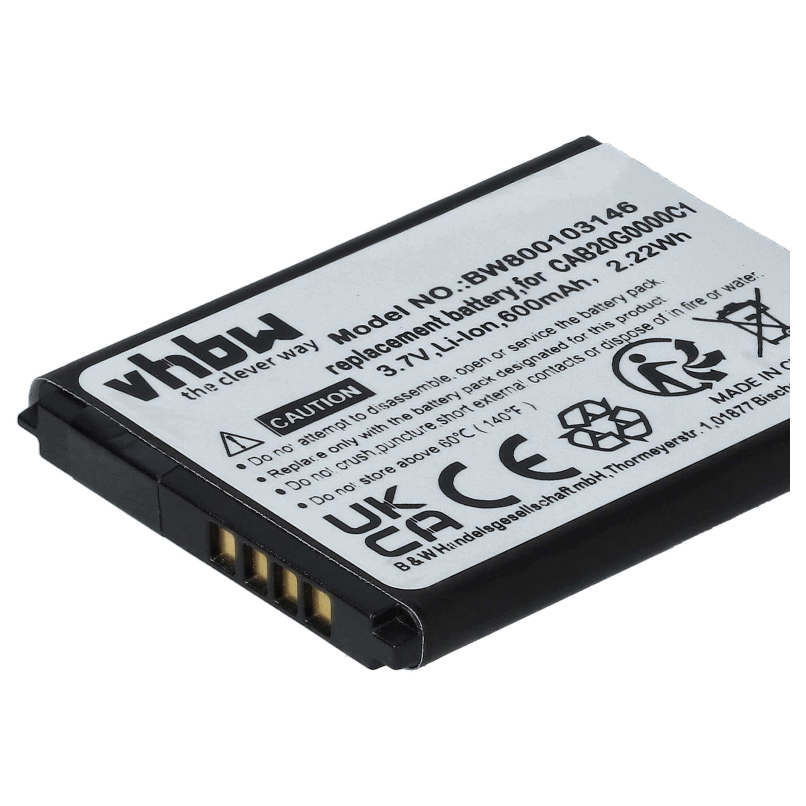Akku als Ersatz für Alcatel B-U9X, CAB20G0000C1, CAB30B4000C1, CAB3010010C1, CAB30M0000C1 - 600mAh 3,7V Li-Ion