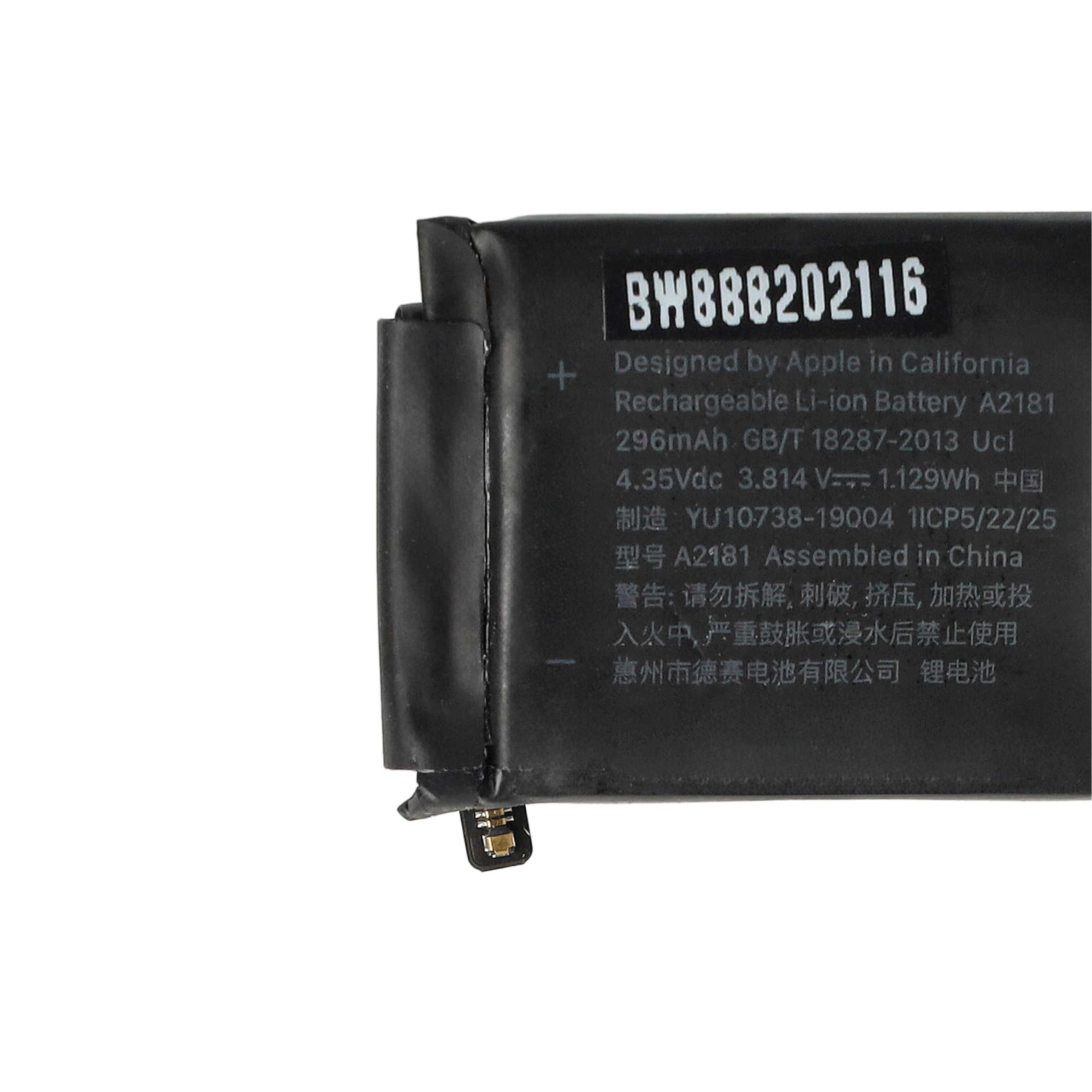 Akku für Apple Watch Serie 5 44mm, MWVF2LL/A, MWW12LLA Smartwatch - 290mAh 3,82V Li-Polymer