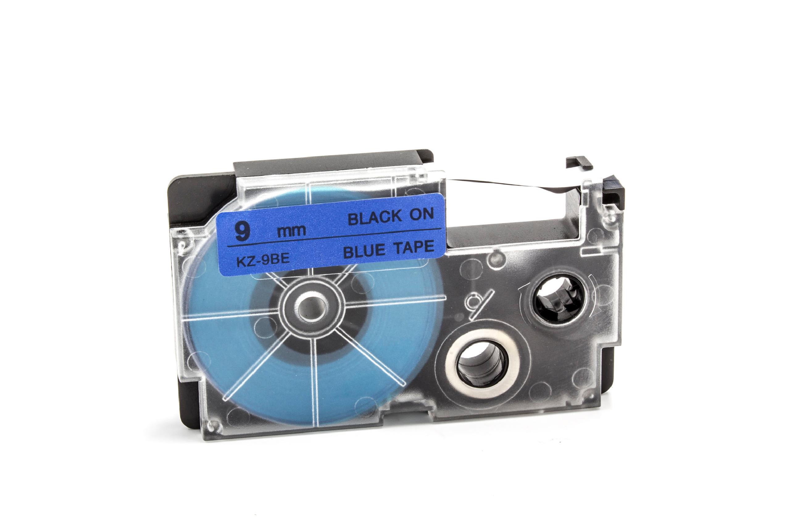 Cassette à ruban remplace Casio XR-9BU1 - 9mm lettrage Noir ruban Bleu
