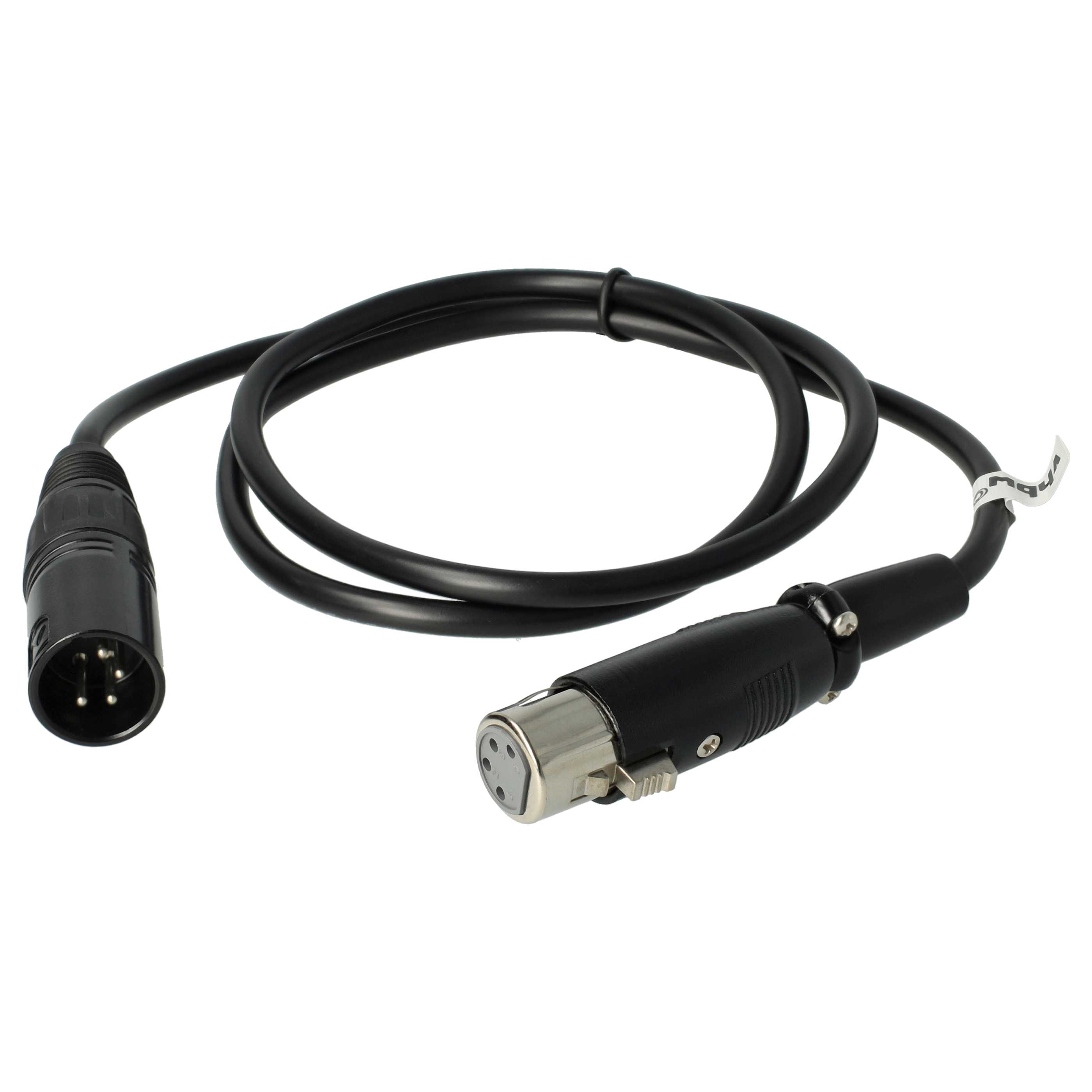 vhbw XLR Extension Lead for Various Applications - XLR Connector to XLR Socket Adapter, 4-Pin, 120cm, Black (M