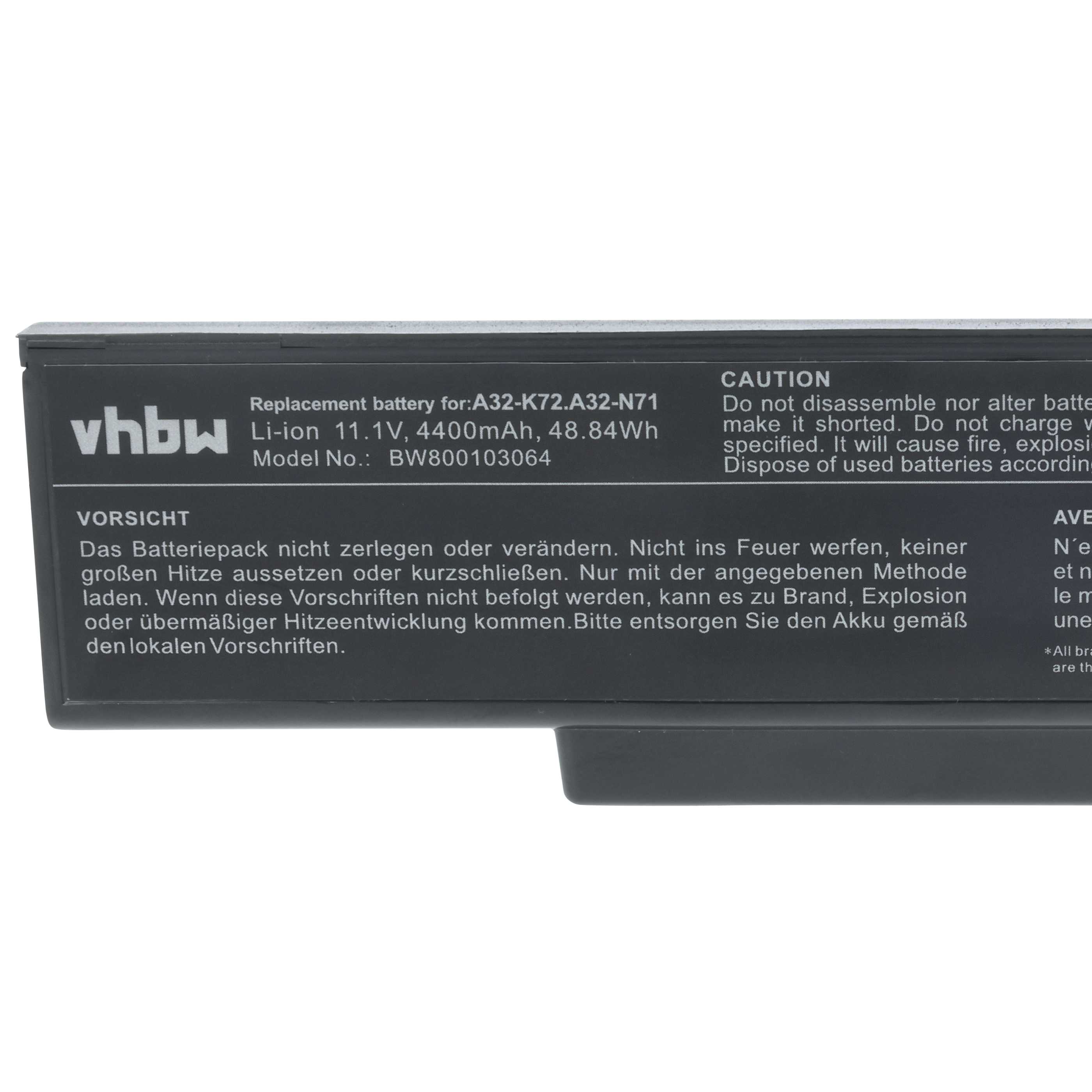 Batteria sostituisce Asus 70-NZY1B1000Z, 70-NX01B1000Z, 70-NXH1B1000Z per notebook - 4400mAh 11,1V Li-Ion nero