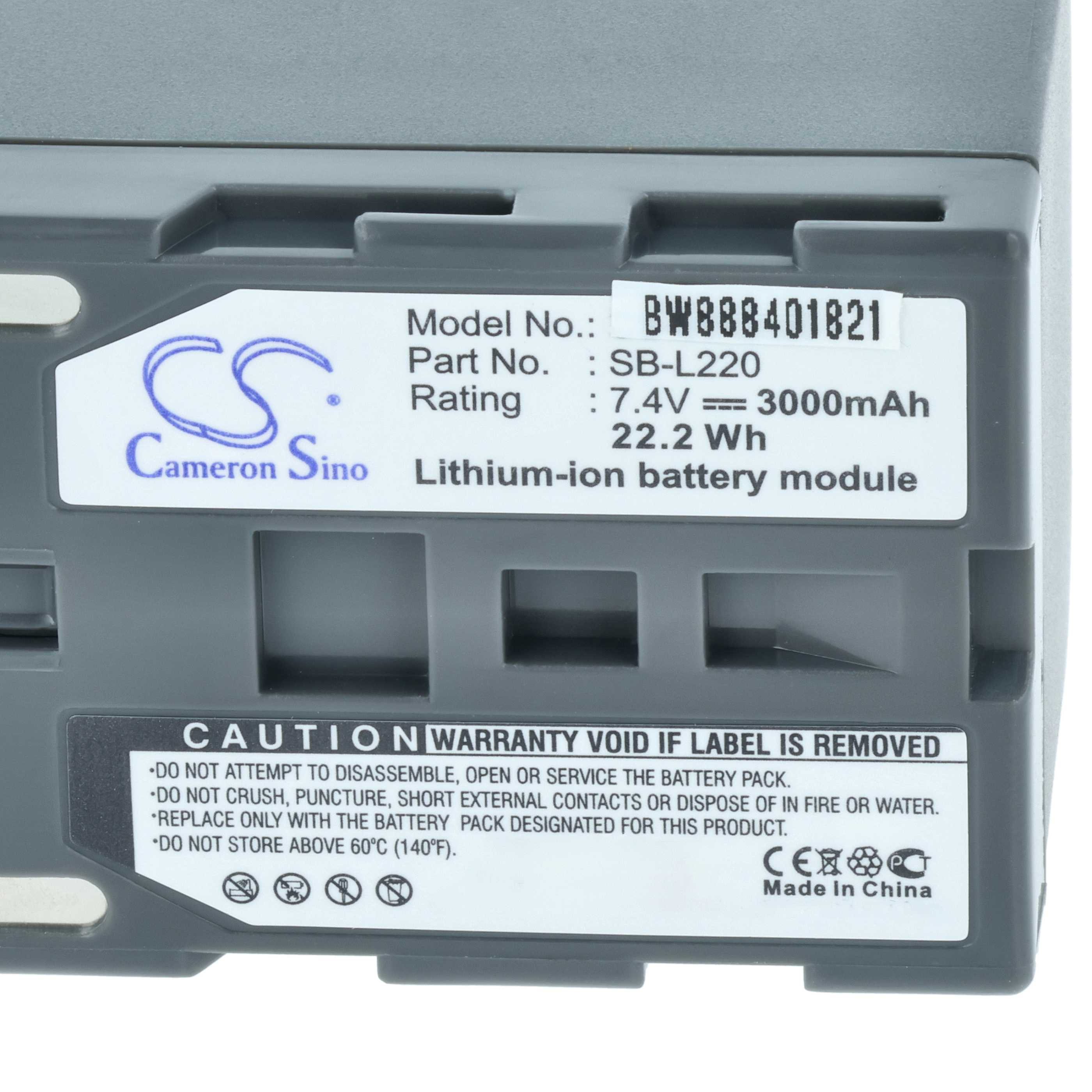 Battery replaces Samsung SB-L70R, SB-L70A, SB-L70, SB-LS70AB, SB-L220, SB-L110 - 3000mAh, 7.4V, Li-Ion