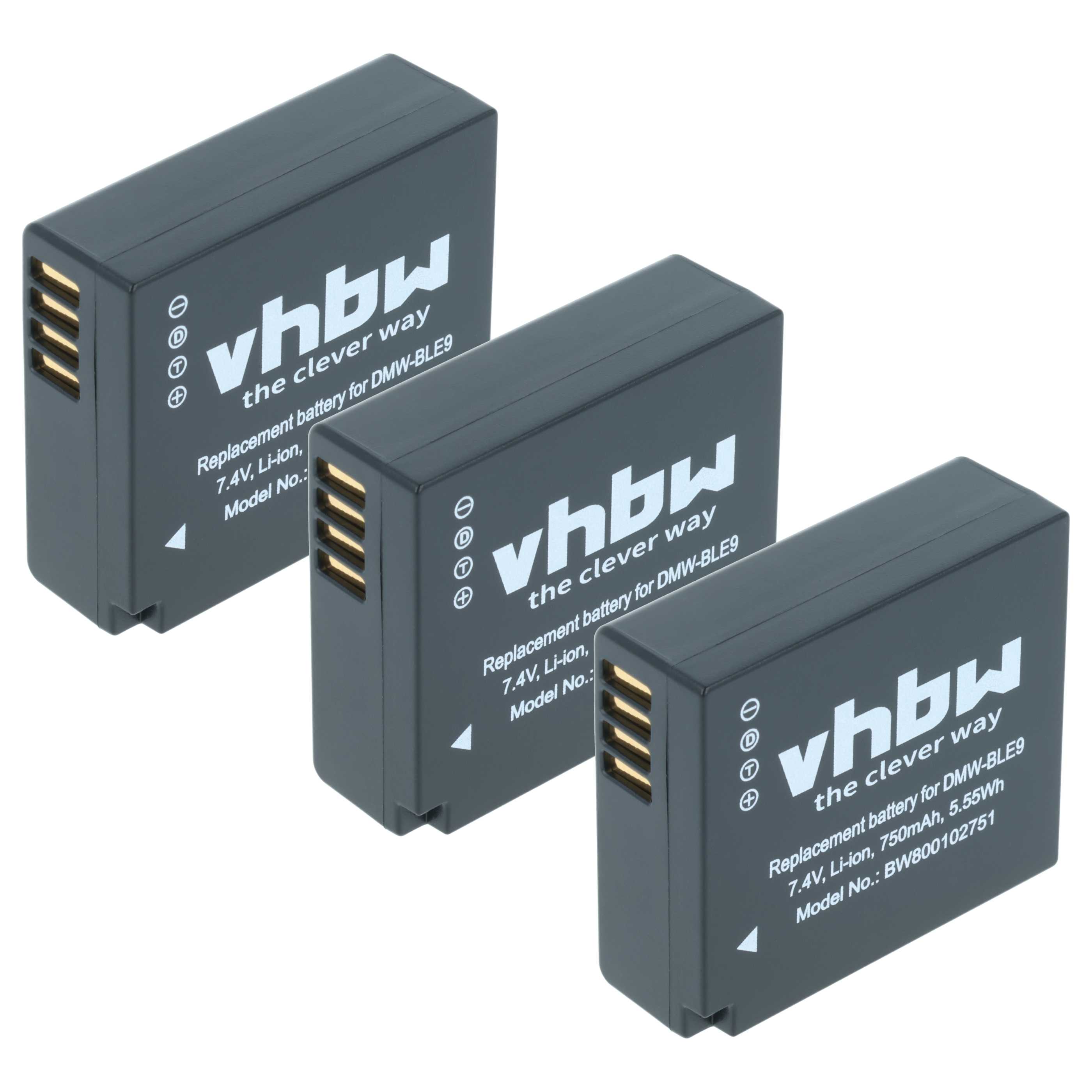 3x Battery replaces Leica BP-DC15 - 750mAh, 7.2V, Li-Ion