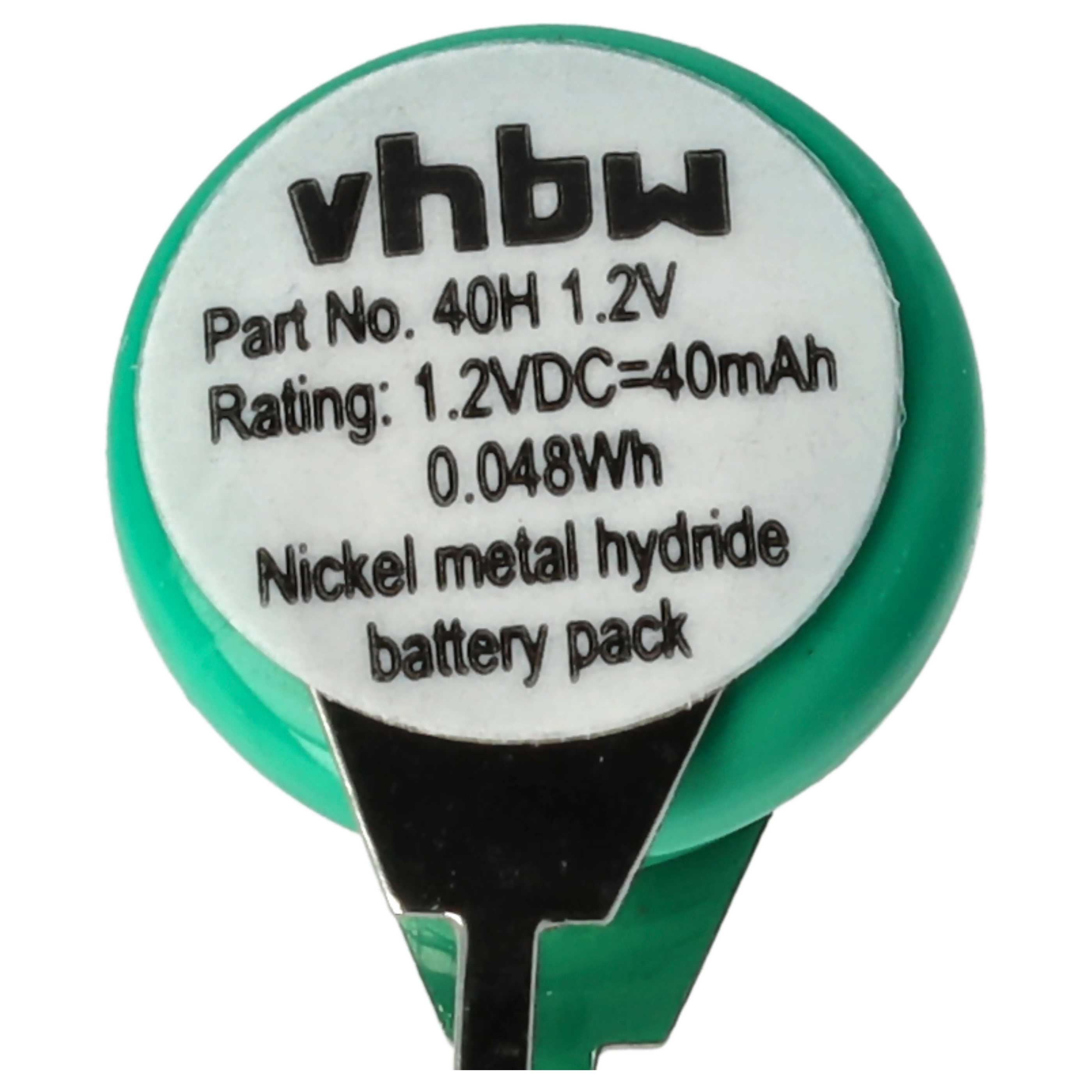 10x Button Cell Battery Type 1/V40H 2 Pins for Model Building Solar Lamps etc. - 40 mAh 1.2 V NiMH