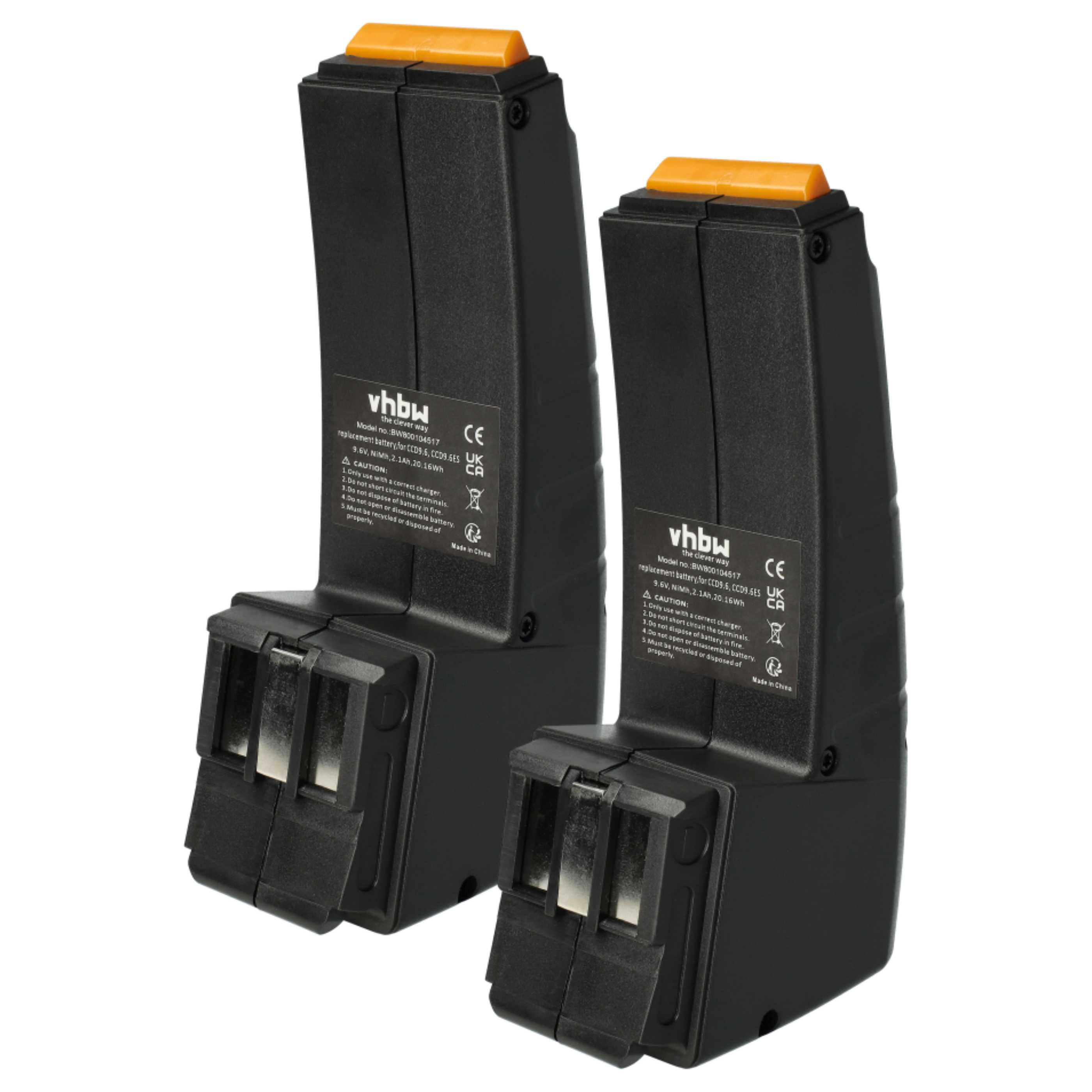 Electric Power Tool Battery (2x Unit) Replaces Festo / Festool CCD9.6ES, CCD9.6 - 2100 mAh, 9.6 V, NiMH