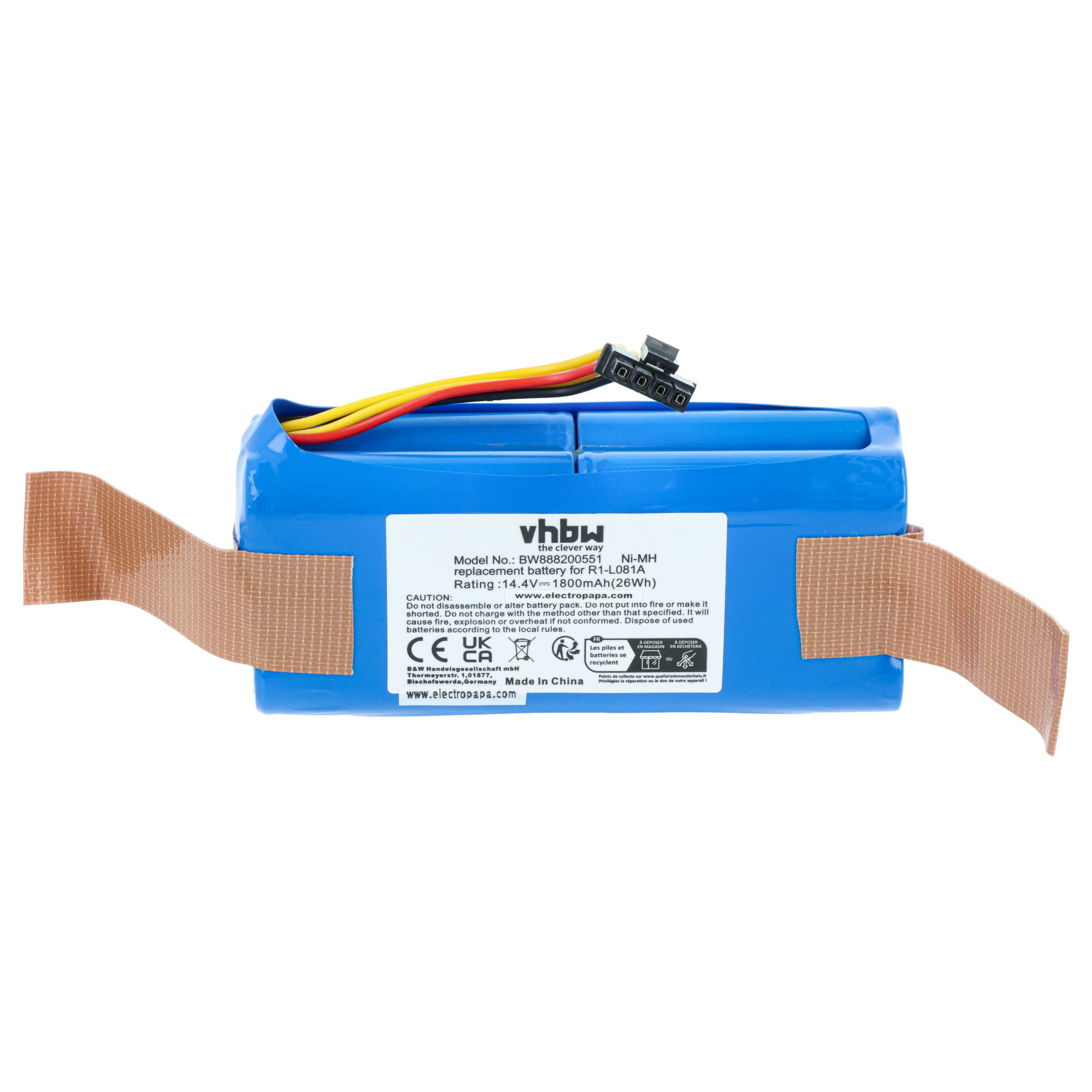 Battery replaces Midea L083b for Midea 1800mAh, 14.4V, NiMH