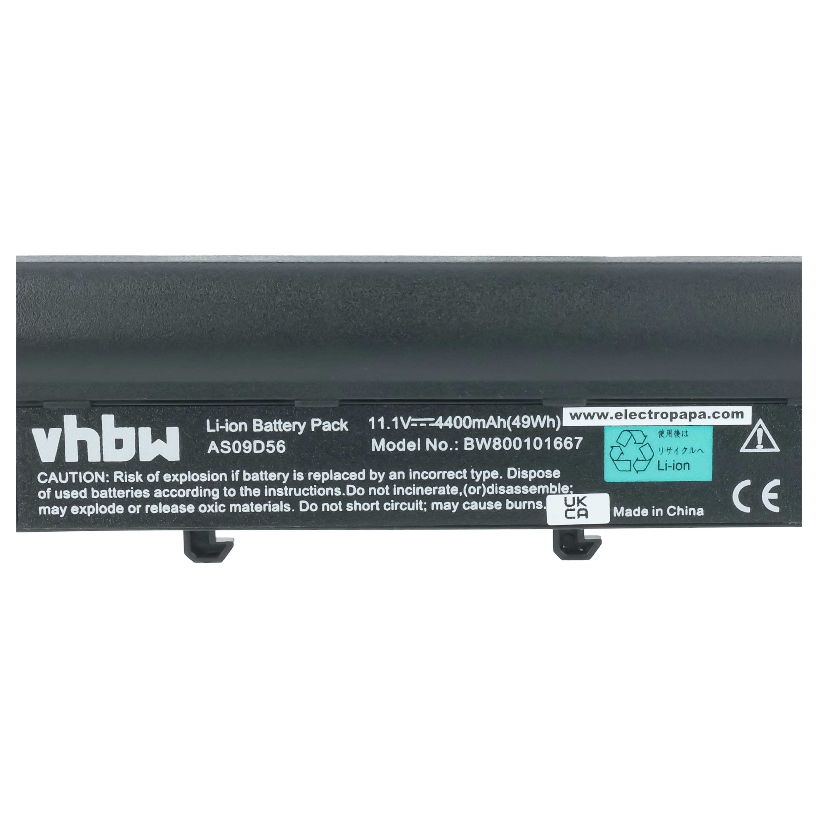 Akumulator do laptopa zamiennik Acer 3UR18650-2-T0408, 934T4070H, AS09D31 - 4400 mAh 11,1 V Li-Ion, czarny