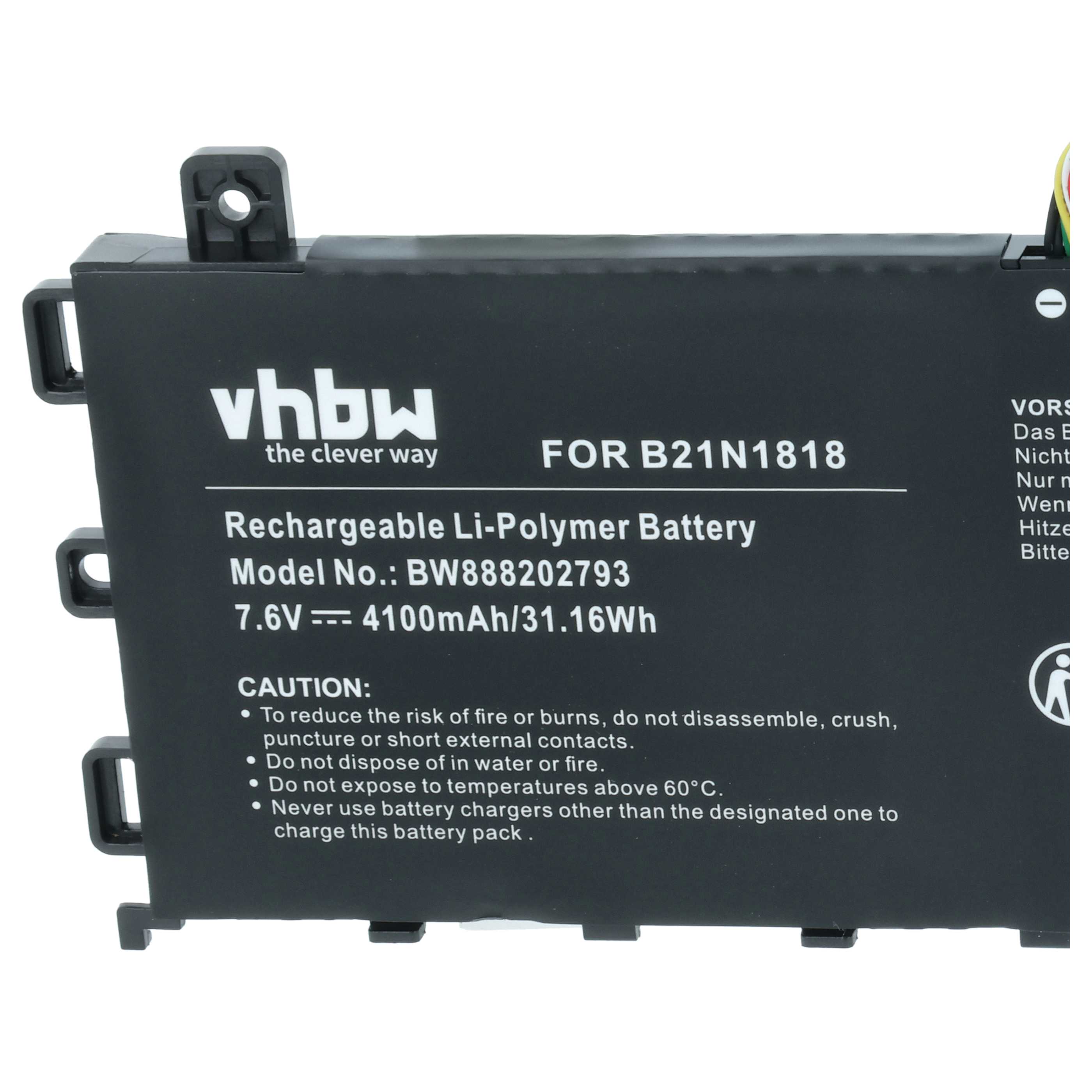 Batteria sostituisce Asus C21N1818, 0B200-03190800, 0B200-03280600 per notebook - 4100mAh 7,6V Li-Poly