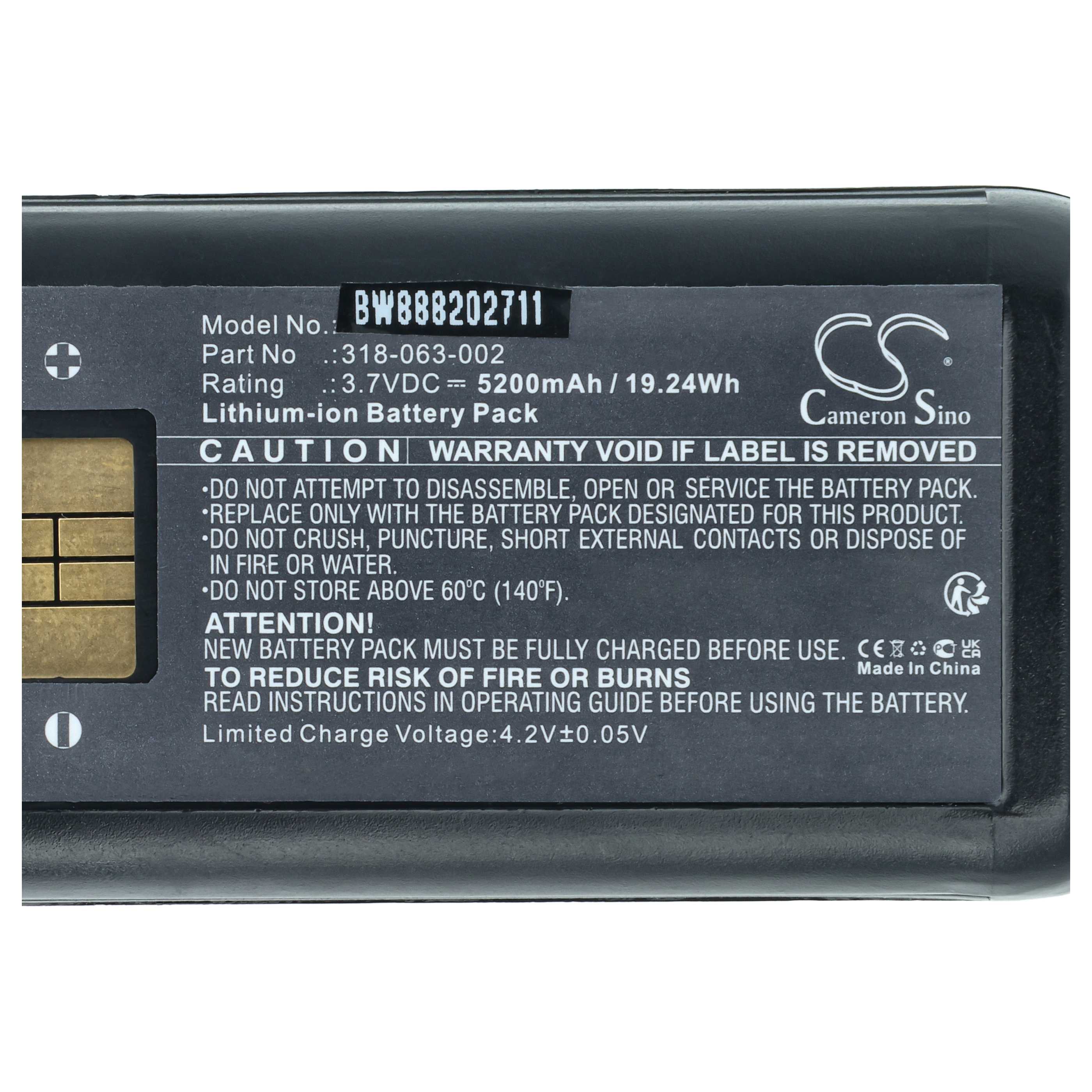 Handheld Computer 2x Battery replaces Honeywell 318-034-001, 318-034-013, 318-034-003 - 5200mAh, 3.7V