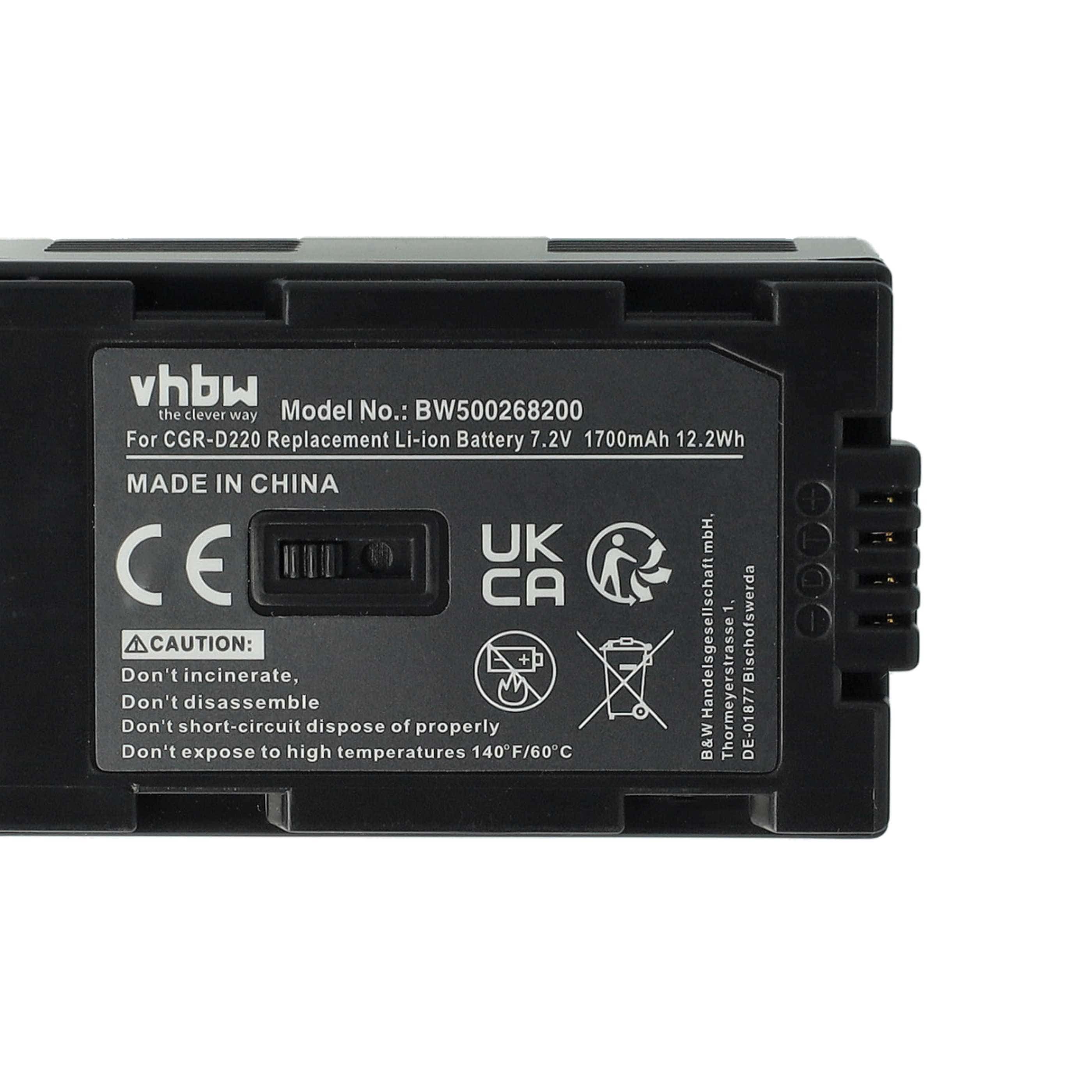 Videocamera 3x Battery replaces Hitachi DZ-BP16, DZ-BP28 - 1700 mAh 7.2 V Li-Ion