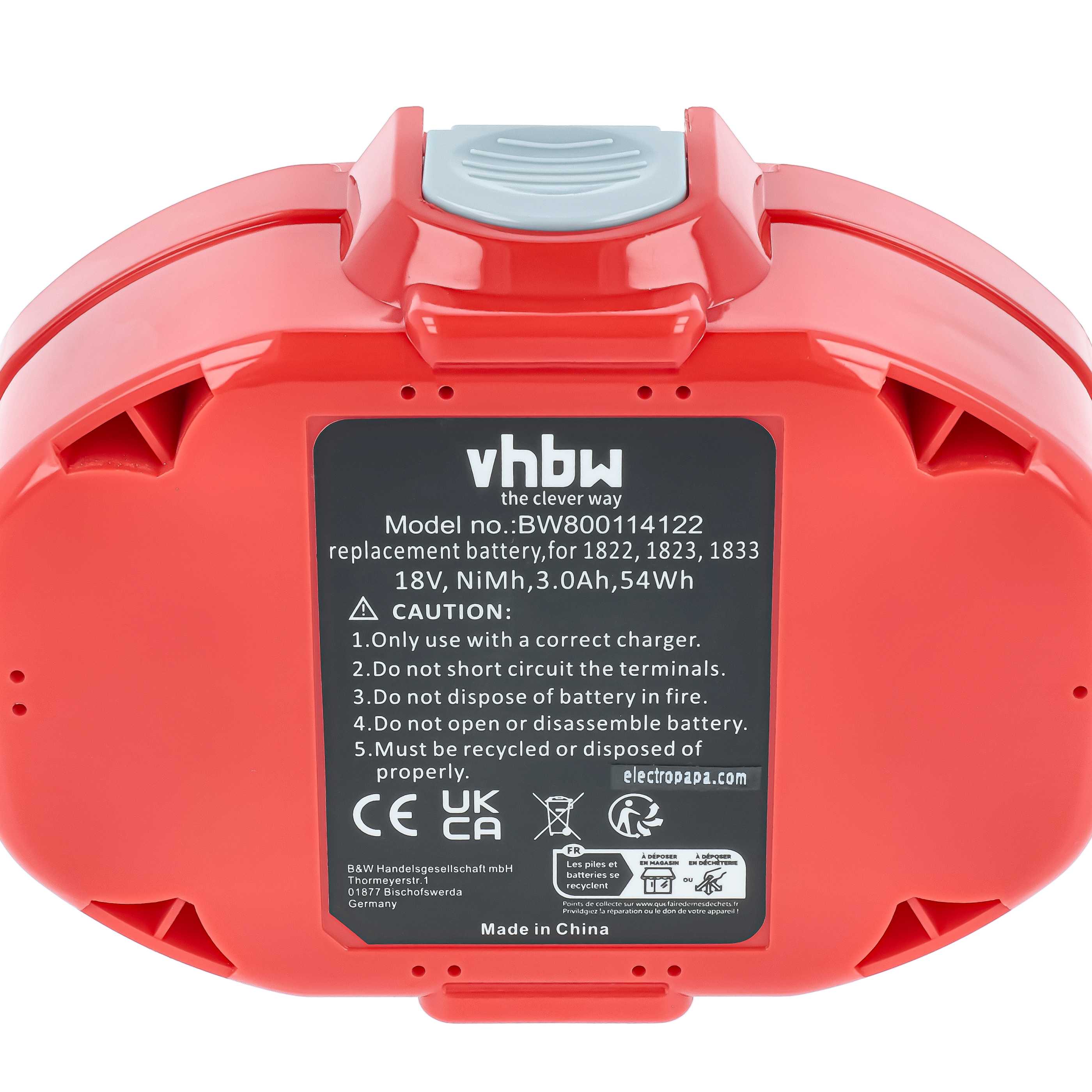 Battery replaces Makita 1835, 1834, 1835F, 1833, 1823, 1822 Electric Power Tool - 3000 mAh, 18 V, NiMH
