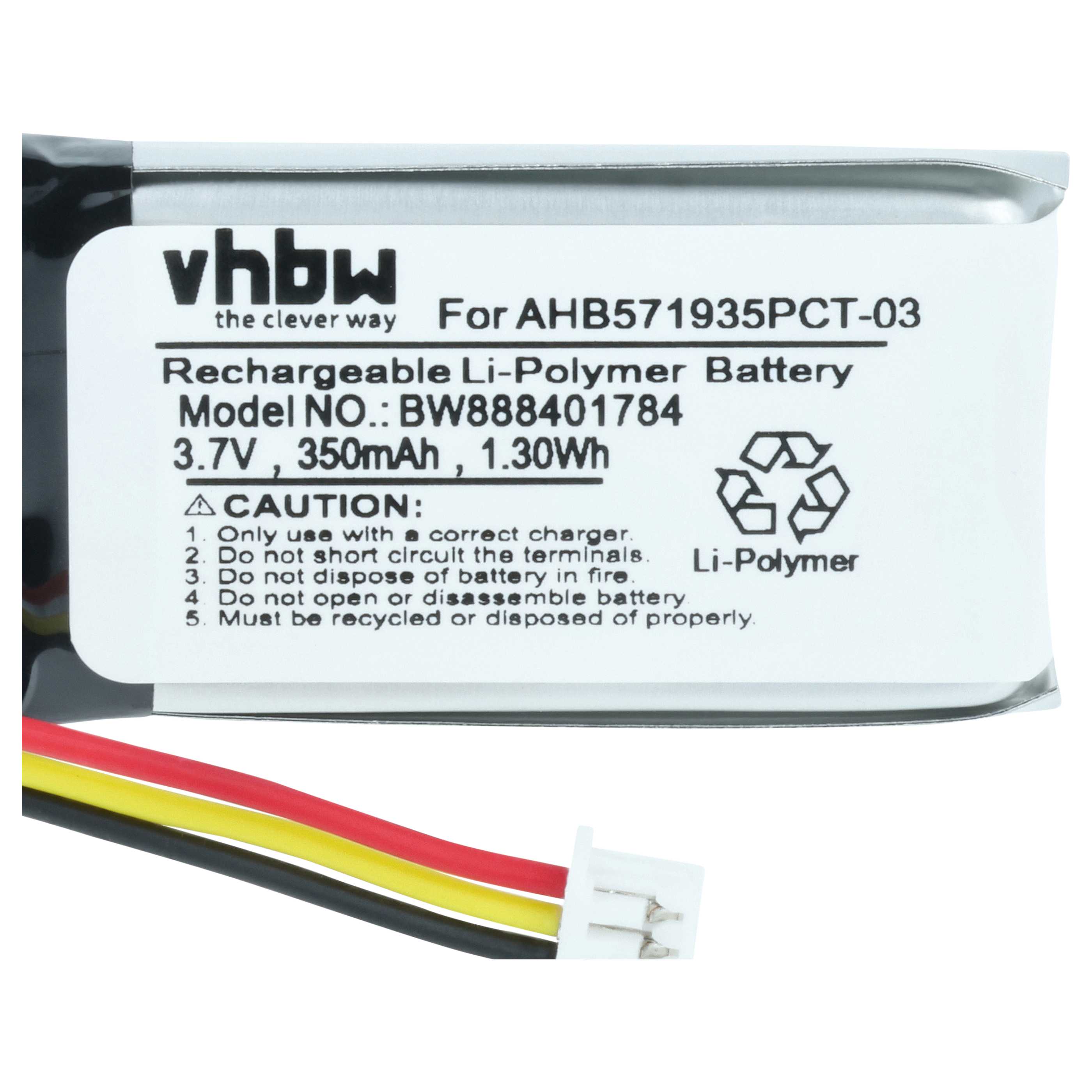 Stereo Amp Battery replaces Sennheiser AHB571935PCT-03, BAP 800, 586477, 573695 - 280 mAh 3.7 V Li-polymer