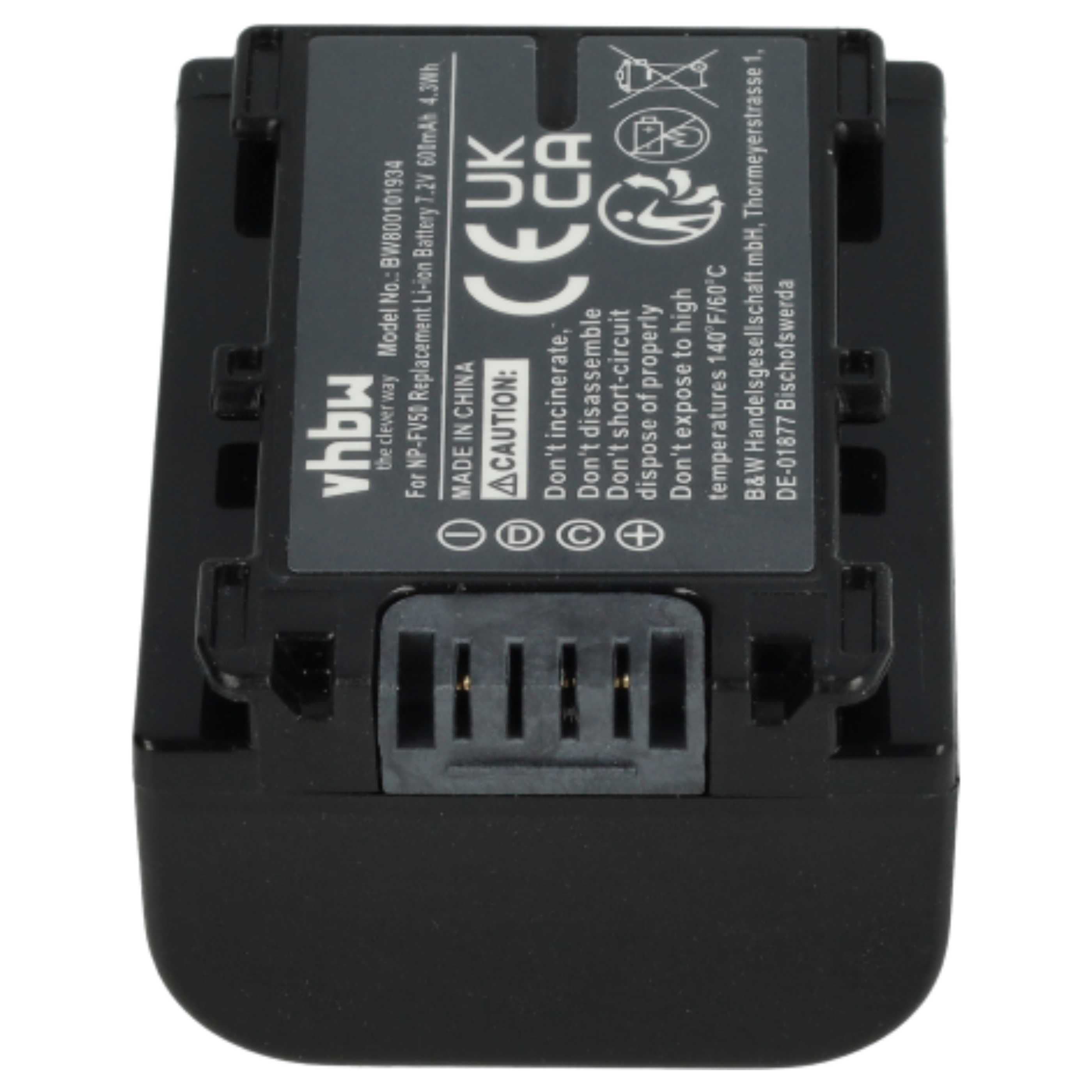 Videocamera 2x Battery replaces Sony NP-FV40, NP-FV50, NP-FV30 - 600 mAh 7.2 V Li-Ion