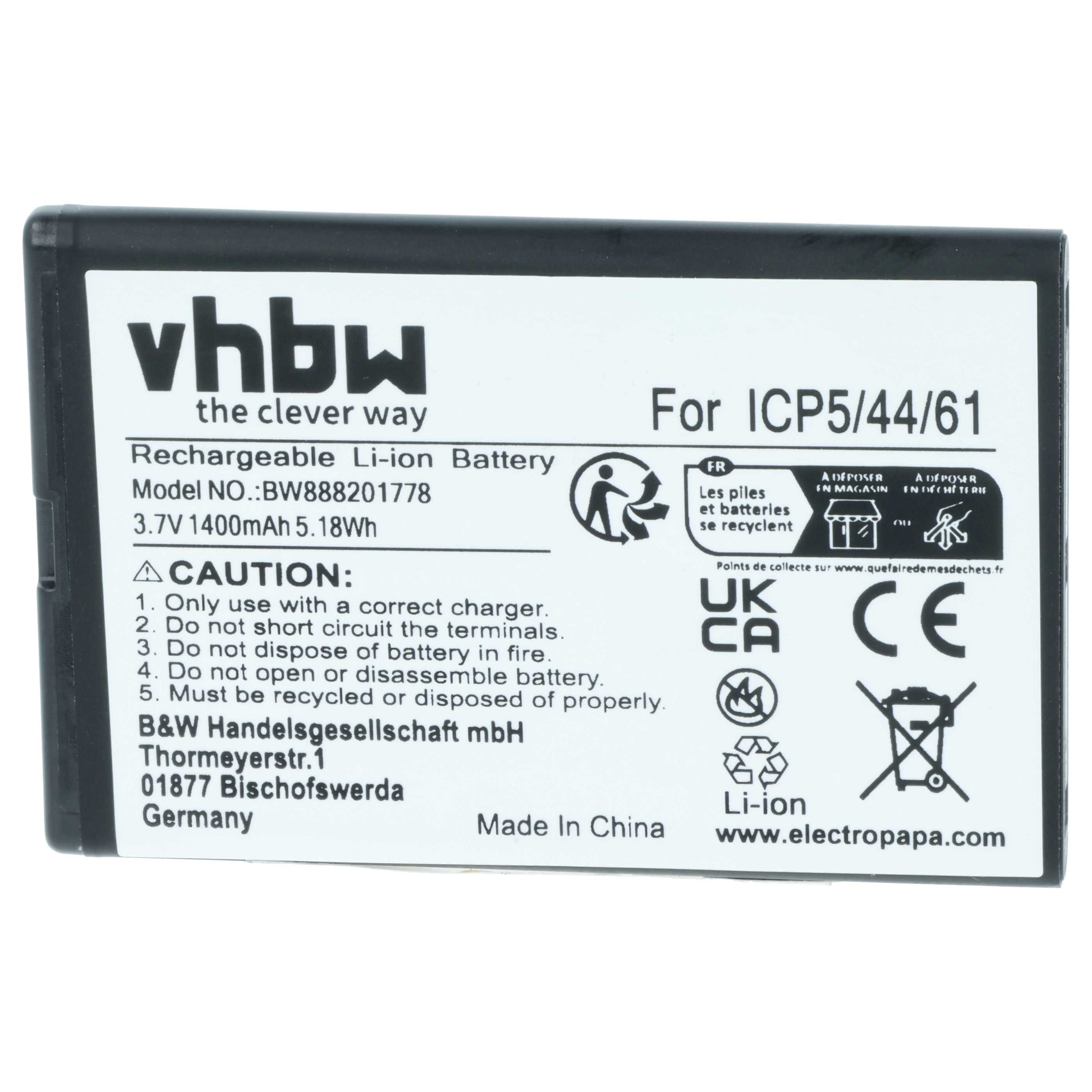 Akumulator do telefonu smartfona zamiennik Bea-Fon ICP5/44/61 - 1400 mAh 3,7 V Li-Ion