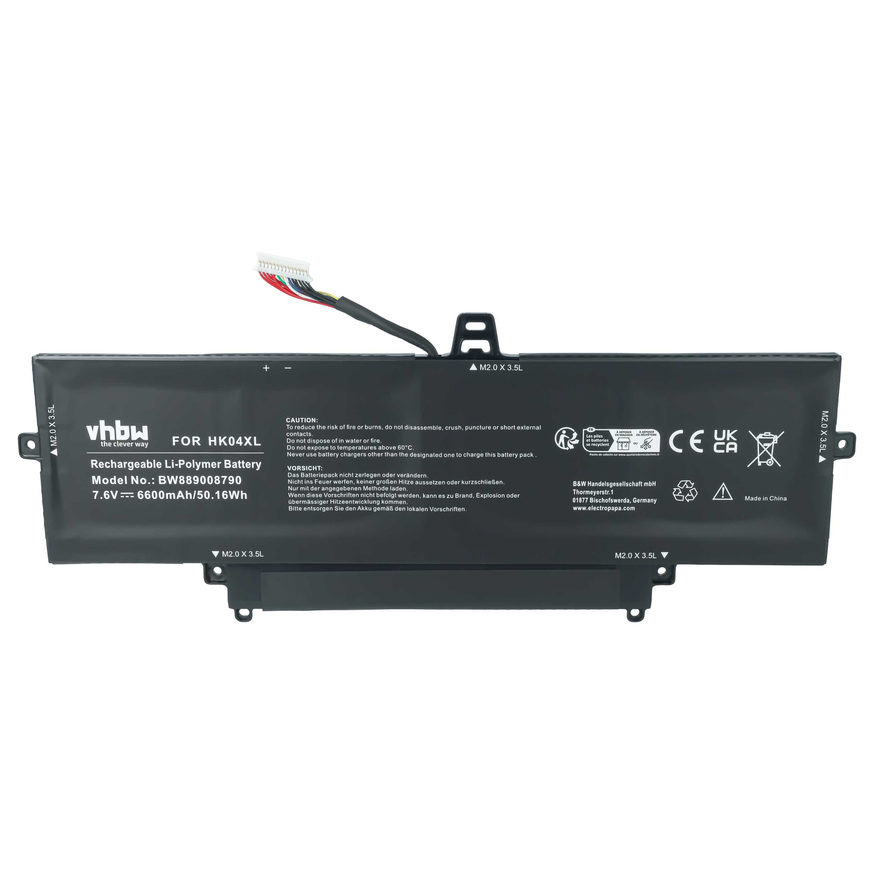Notebook Battery replaces HP HK04XL, L84352-005, HSTNN-IB9J, L83796-171 - 6600 mAh 7.6 V Li-polymer