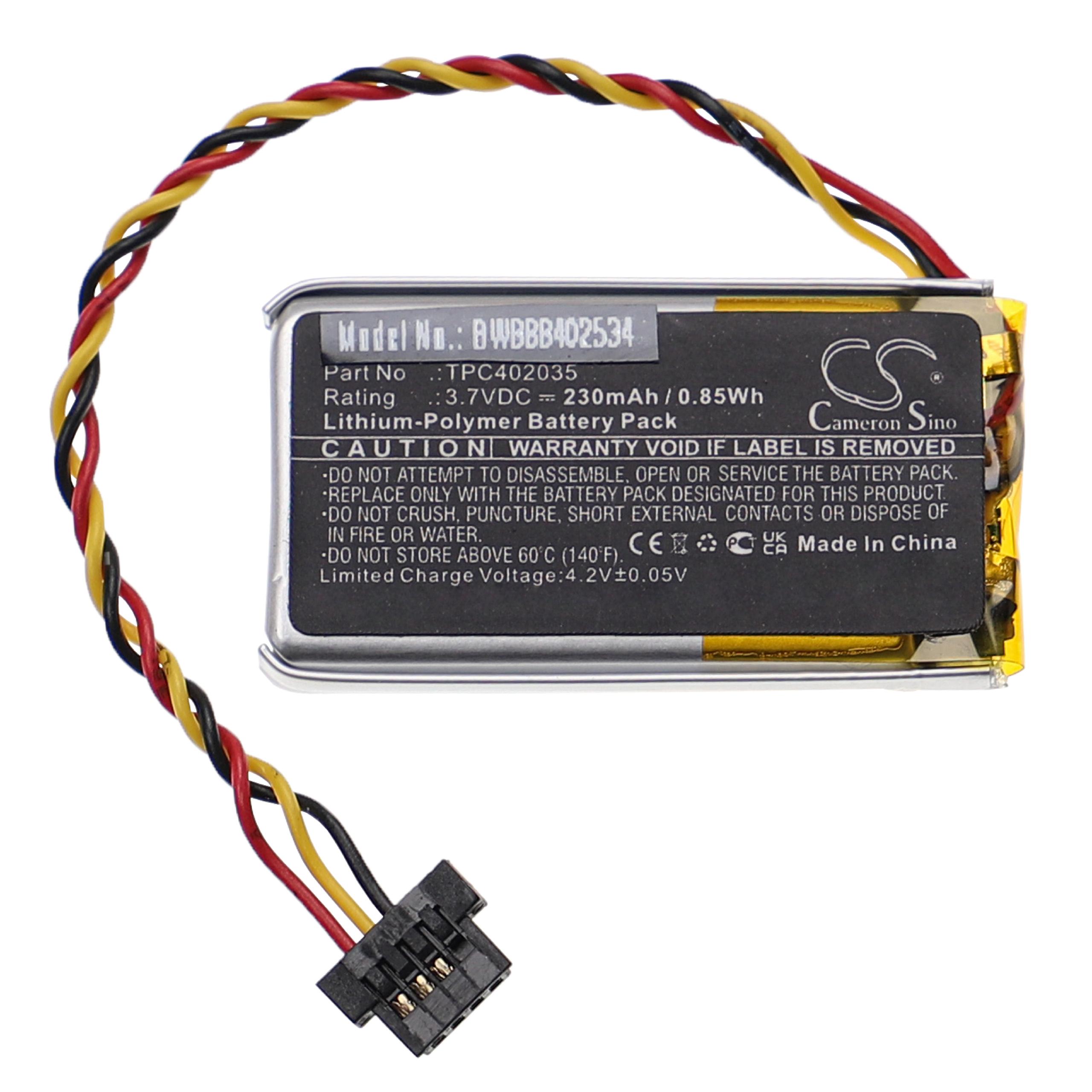 Dash Cam Battery Replacement for Mio TPC402035 - 230mAh 3.7V Li-polymer