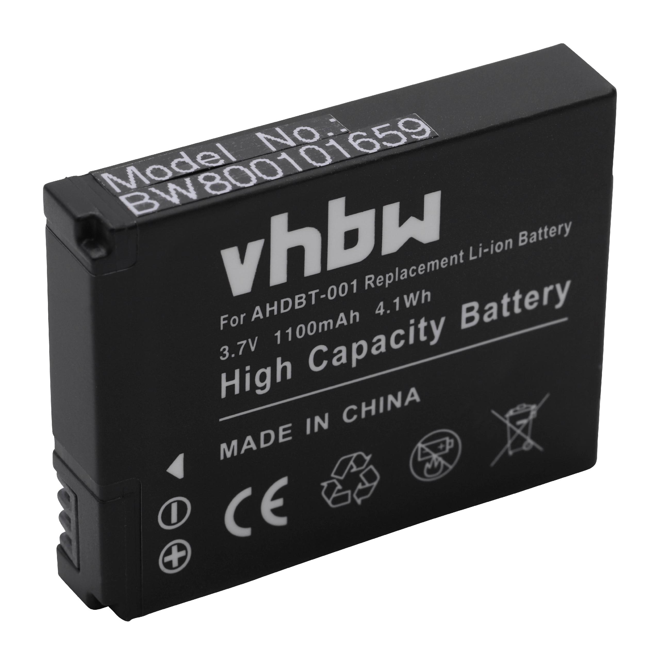 Batteria per videocamera sostituisce GoPro ABPAK-001, AHDBT-002, AHDBT-001 GoPro - 1100mAh 3,7V Li-Ion