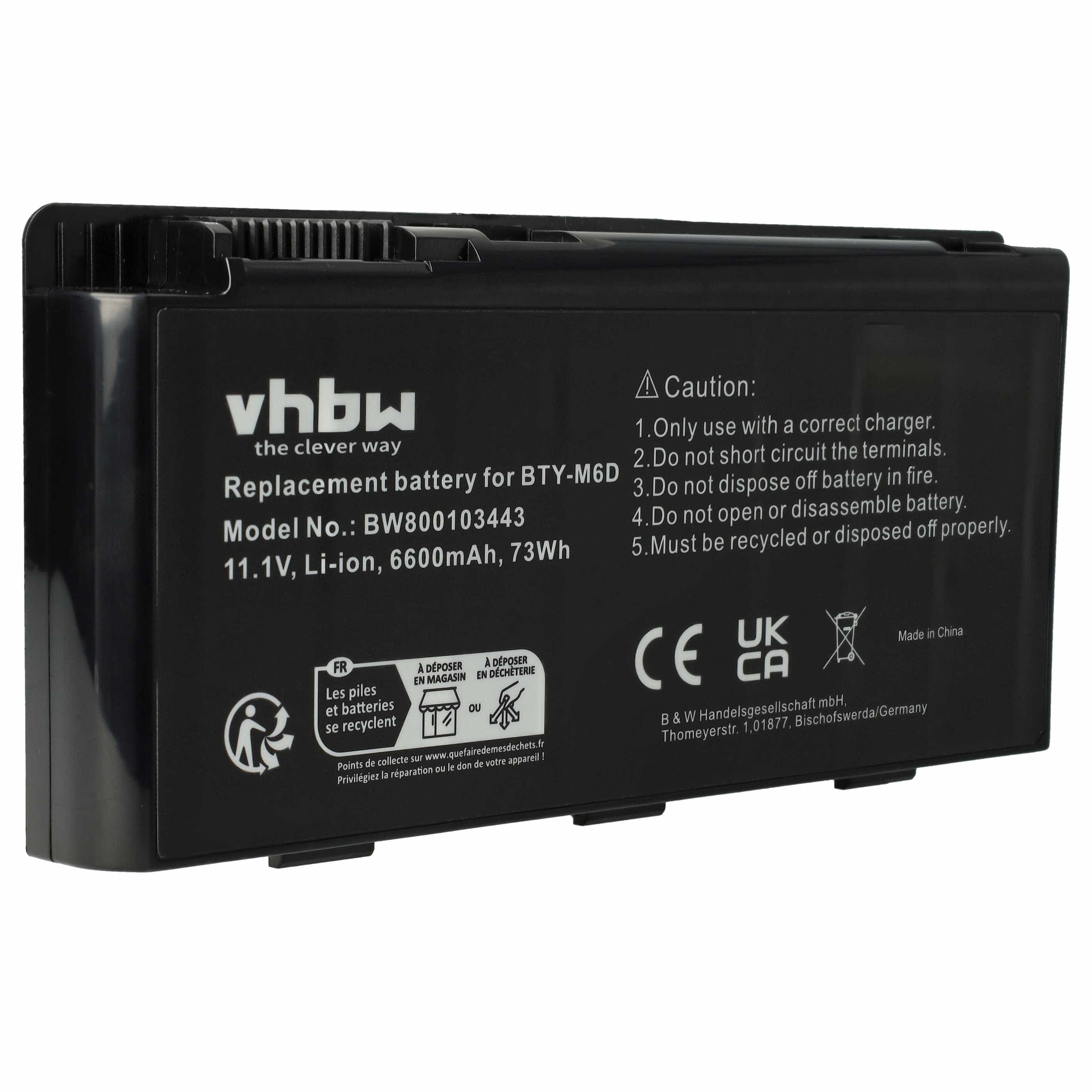 Akumulator do laptopa zamiennik Medion BTY-M6D - 6600 mAh 11,1 V Li-Ion, czarny