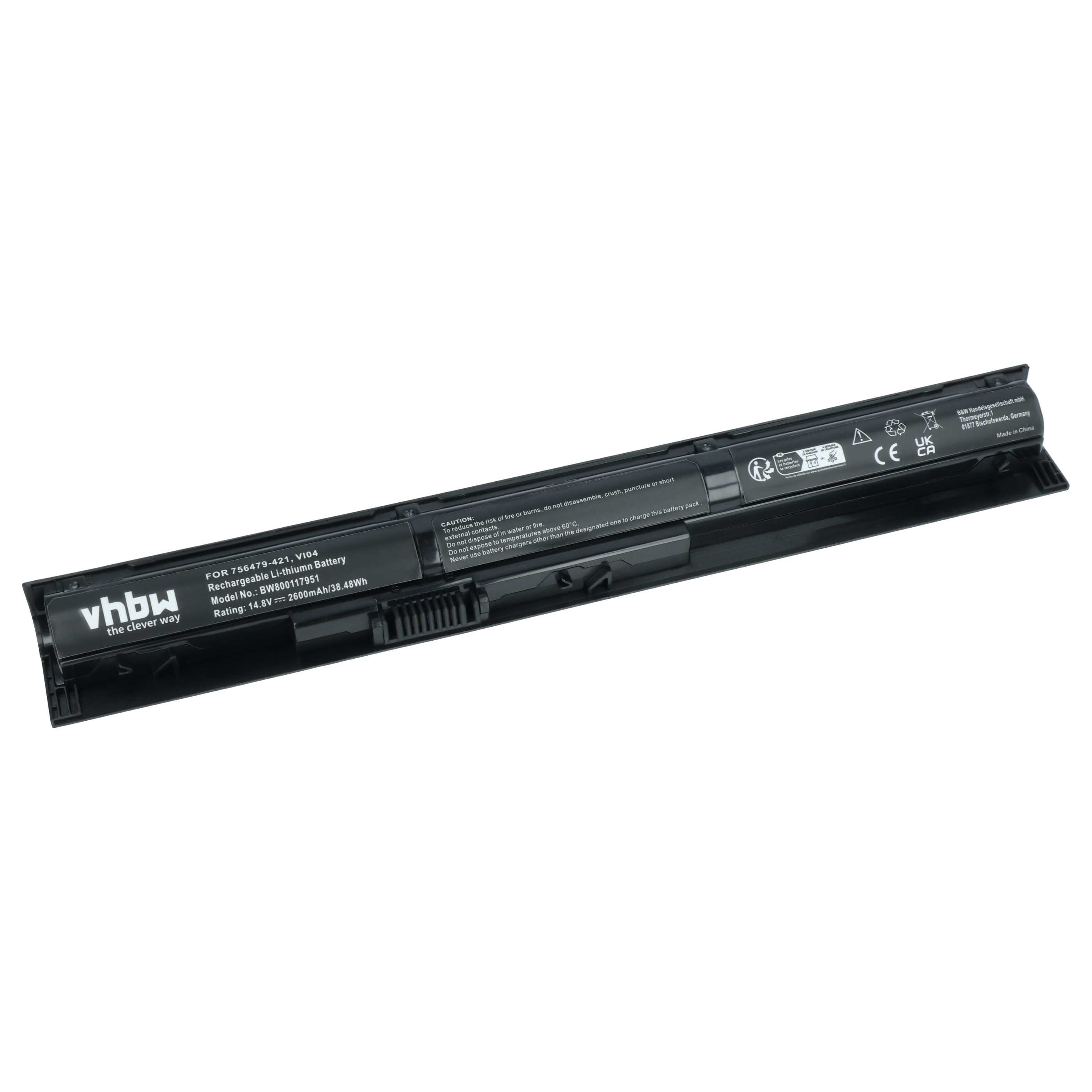 Notebook Battery Replacement for HP 756744-001, 756478-421, 756478-541, 756479-421 - 2600 mAh 14.4 V Li-Ion