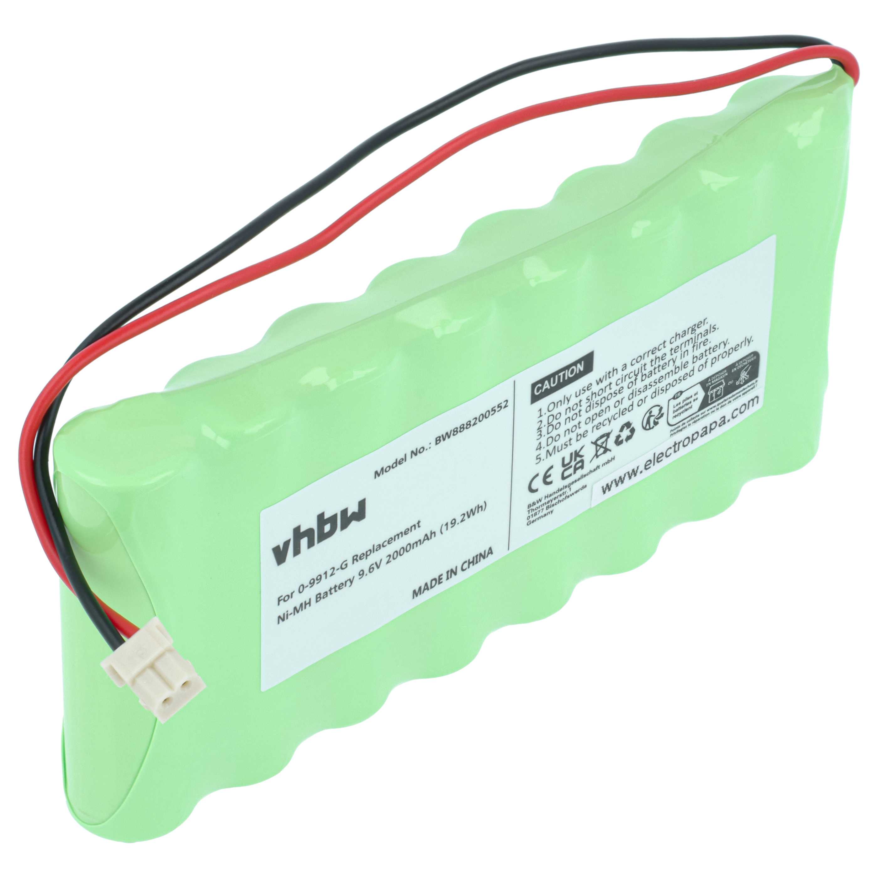 Alarm System Battery replaces Visonic 100729, 103-300672, GP130AAH6BMX, 0-9912-G - 2000 mAh 9.6 V NiMH
