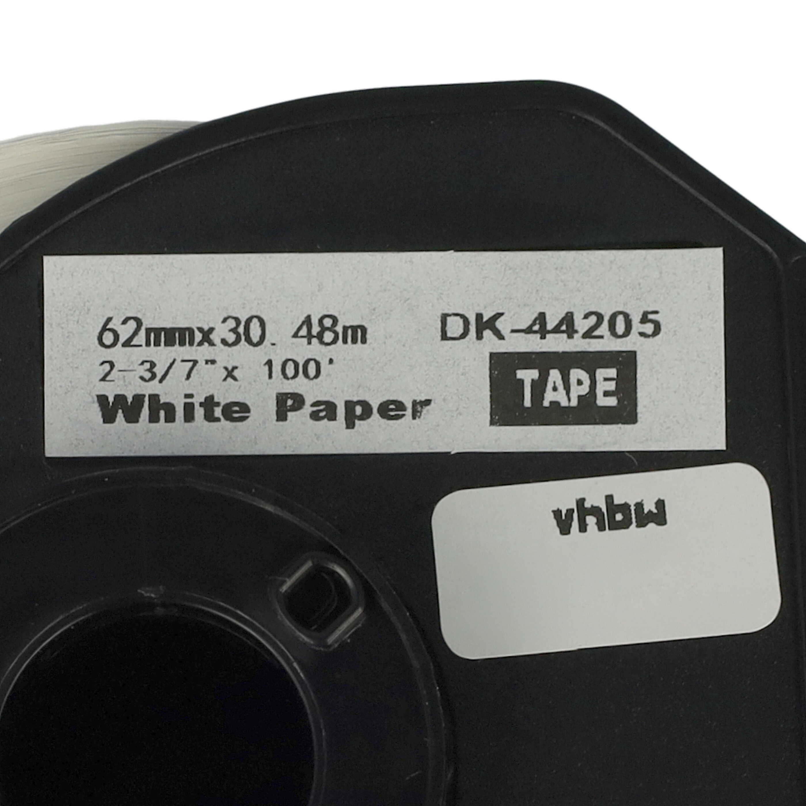 2x Label Roll replaces Brother DK-44205 Labeller - Premium 62 mm x 30.48 m + Holder