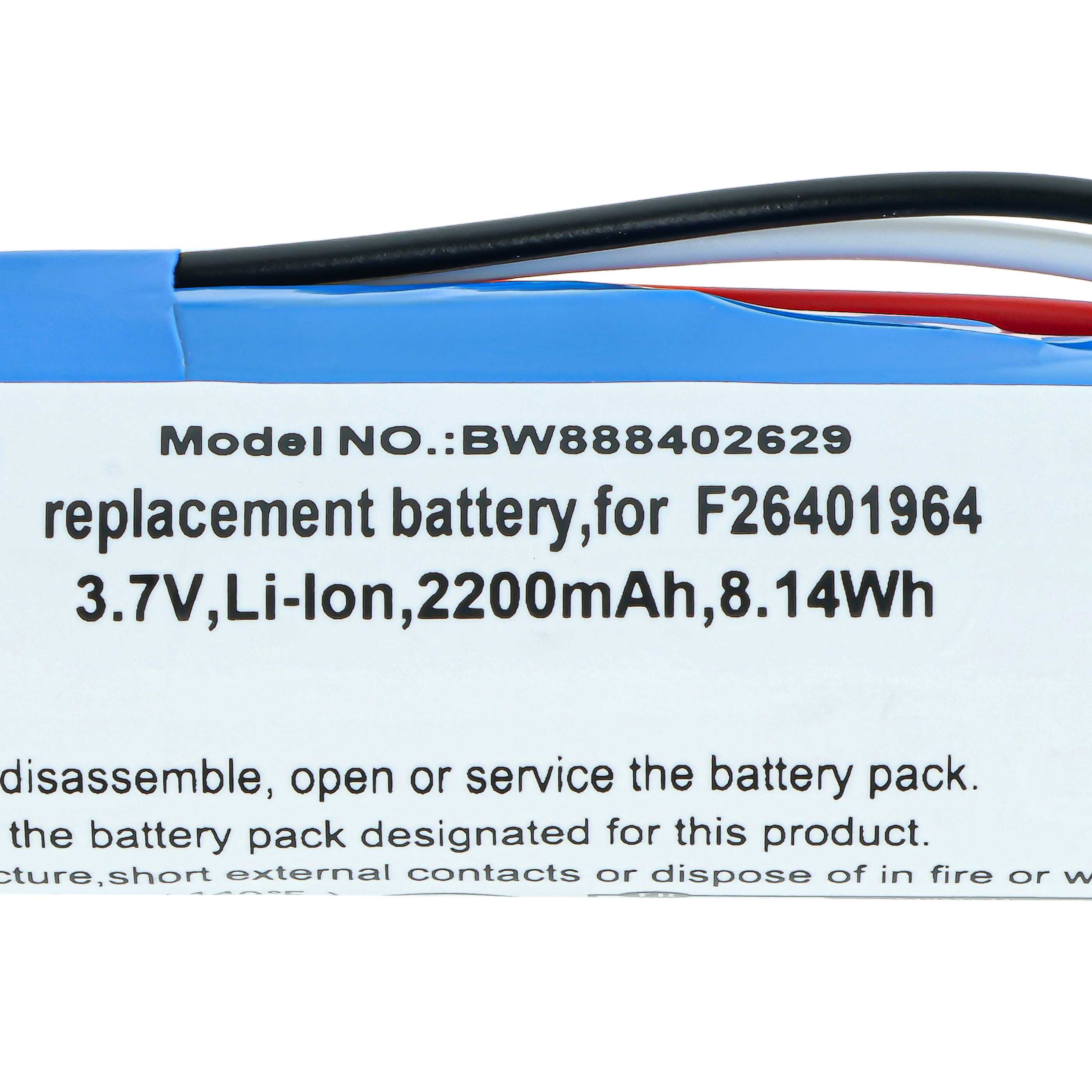 Batería reemplaza Ingenico 296110884, 295006044, F26401964 para lector de tarjetas - 2200 mAh 3,7 V Li-Ion
