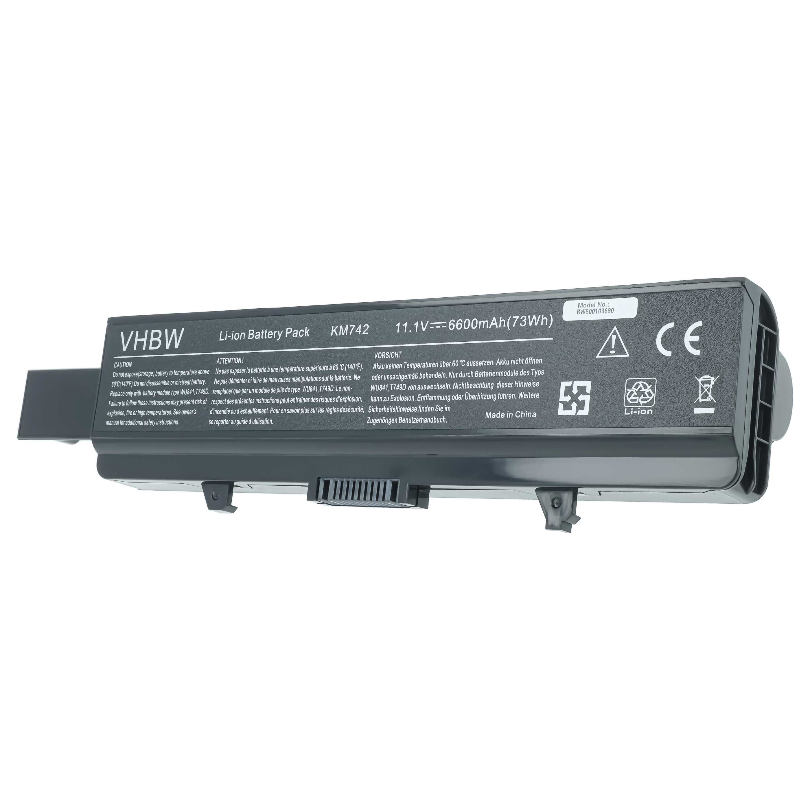 Akumulator do laptopa zamiennik Dell 0GW252, 0F965N, 0F972N, 312-0566 - 6600 mAh 11,1 V Li-Ion, czarny