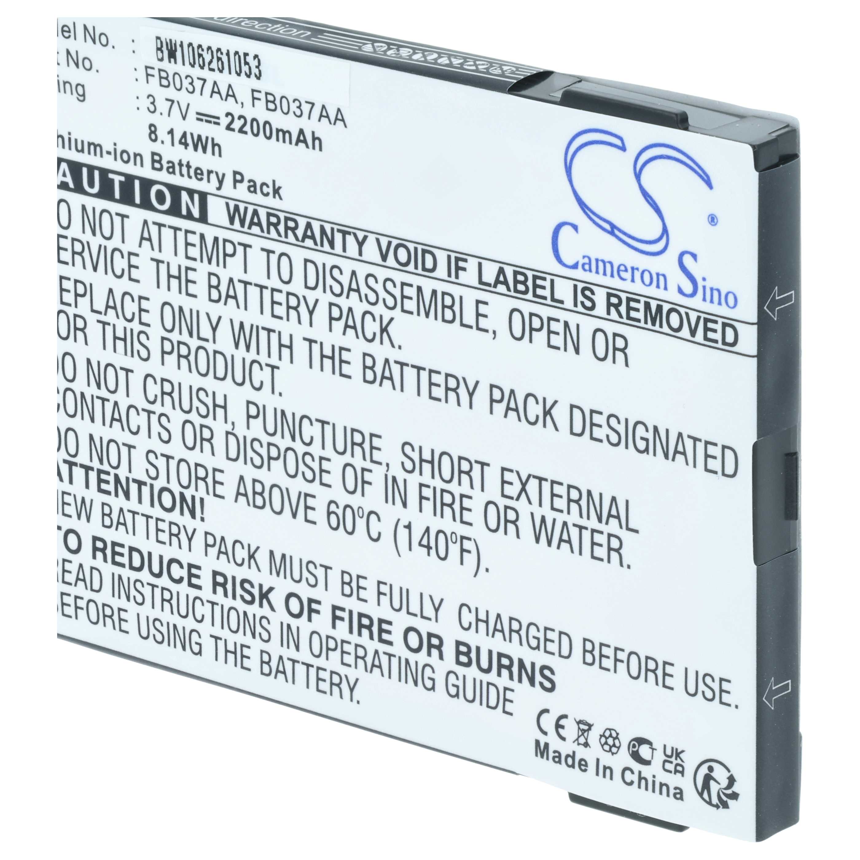 Akumulator do telefonu smartfona zamiennik HP / IPAQ 459723-001, 451405-001 - 2200 mAh 3,7 V Li-Ion