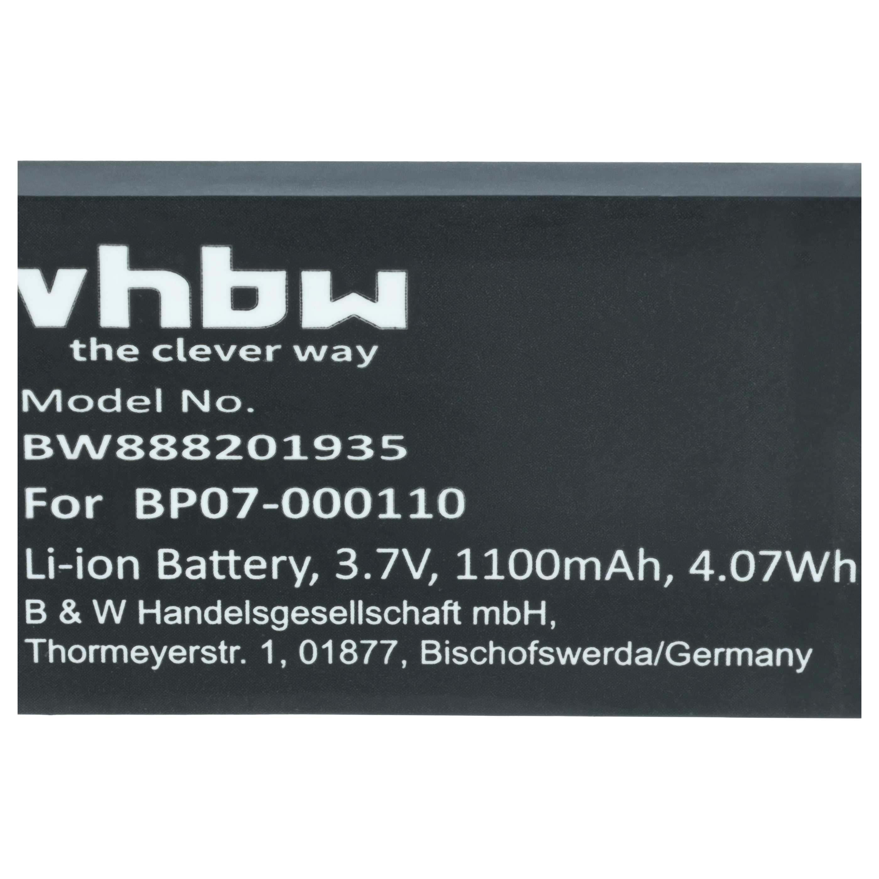 2x Batería reemplaza Datalogic 11300794, 3H21-00000370 para escáner código de barras (1100 mAh, 3,7 V, Li-Ion)
