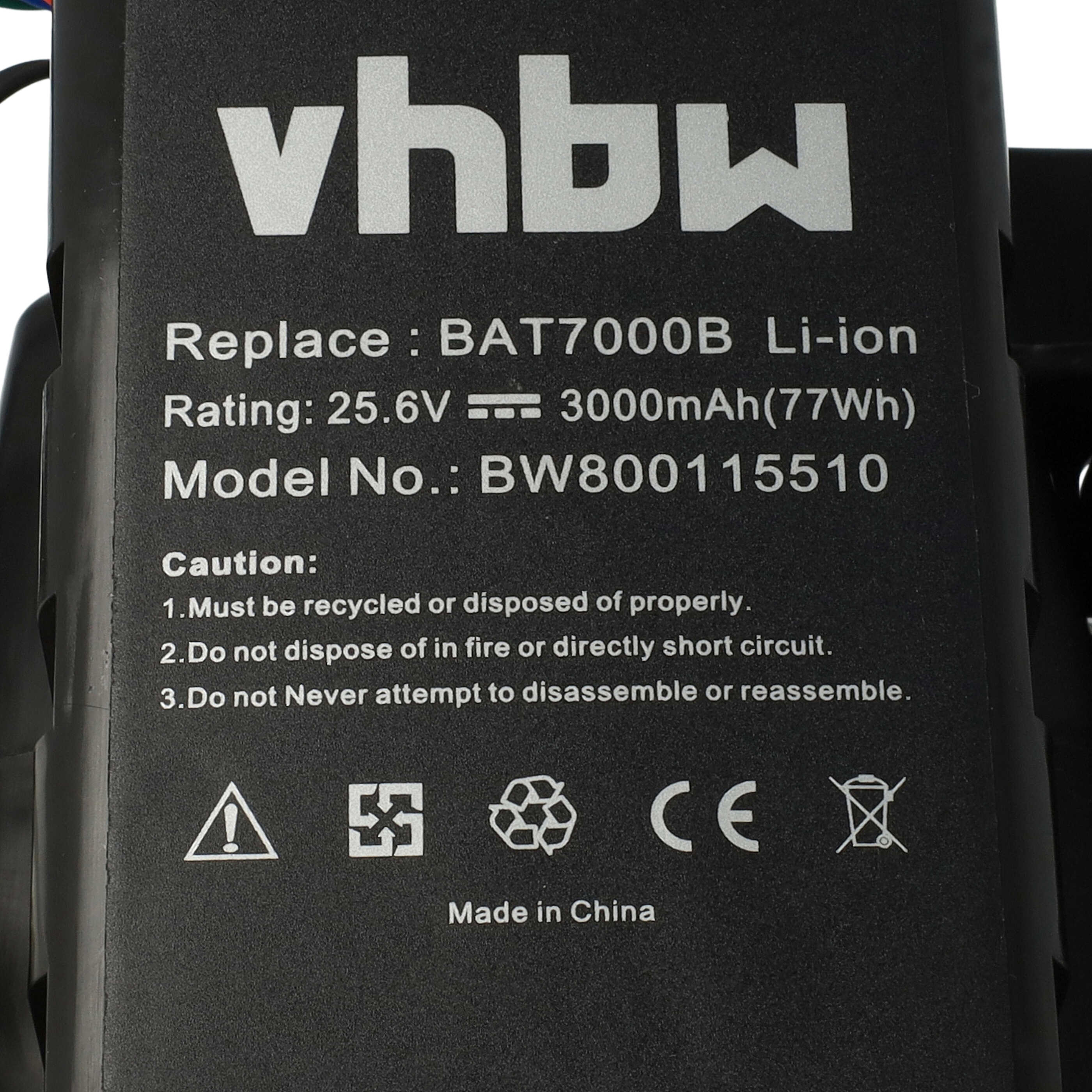 Batería reemplaza Robomow 8IFR27/66, BAT7000B para herramientas de jardín Cub - 3000 mAh 25,6 V Li-Ion