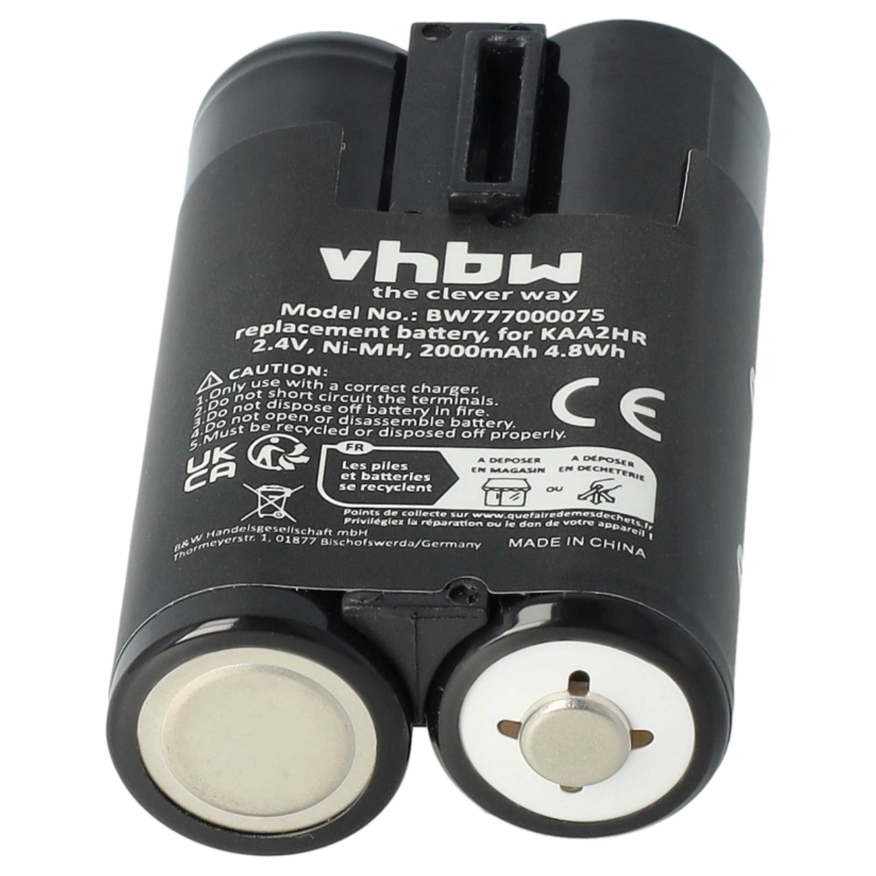 3x Battery replaces Kodak KAA2HR - 2000mAh, 2.4V, NiMH