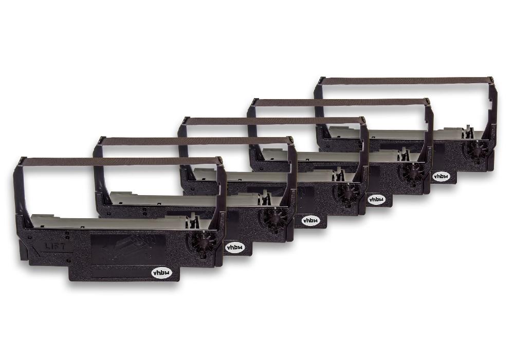 5x Cinta de escritura reemplaza ERC-30 para impresora agujas / recibos Hyundai - Negro 