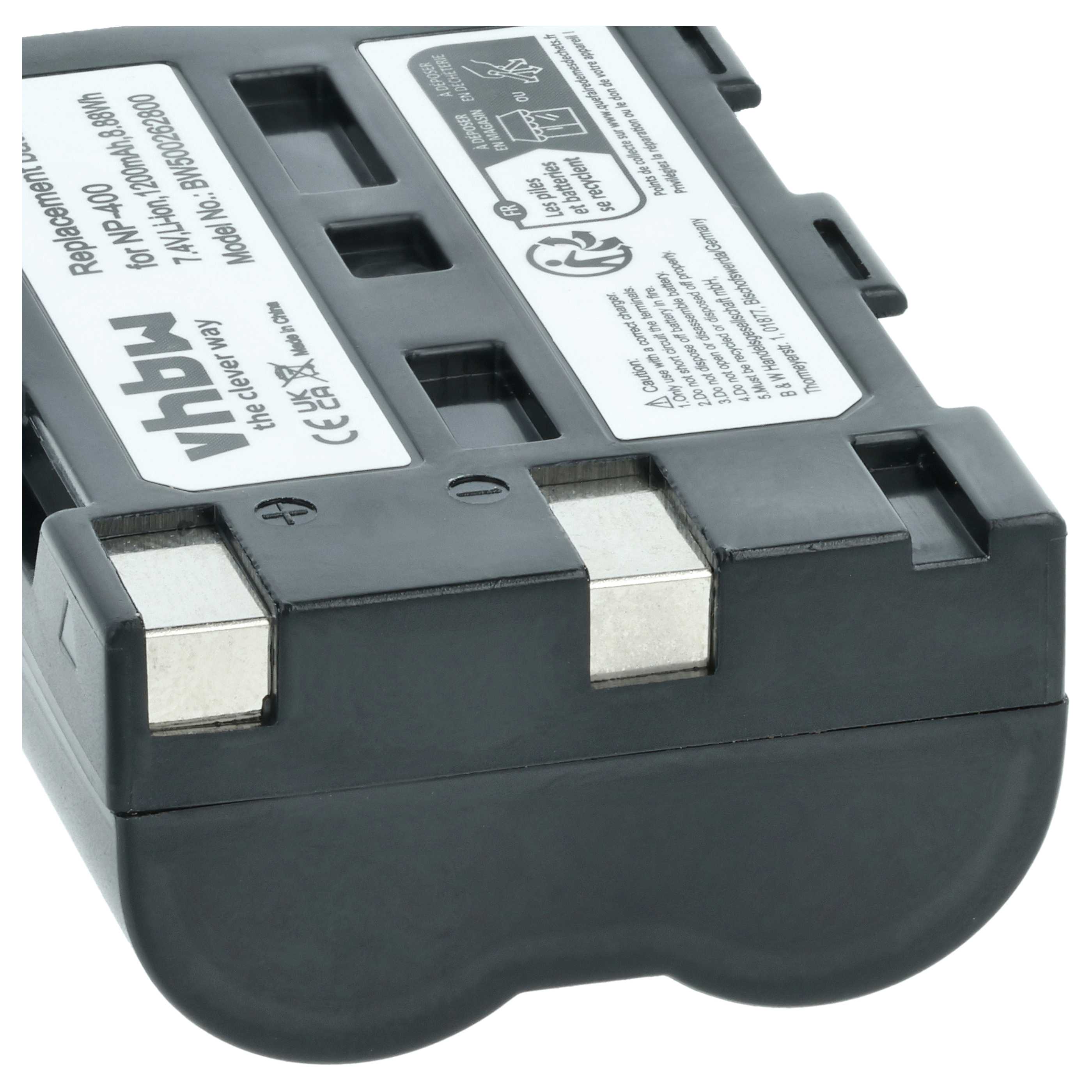 Battery replaces Konica Minolta NP-400 - 1200mAh, 7.2V, Li-Ion