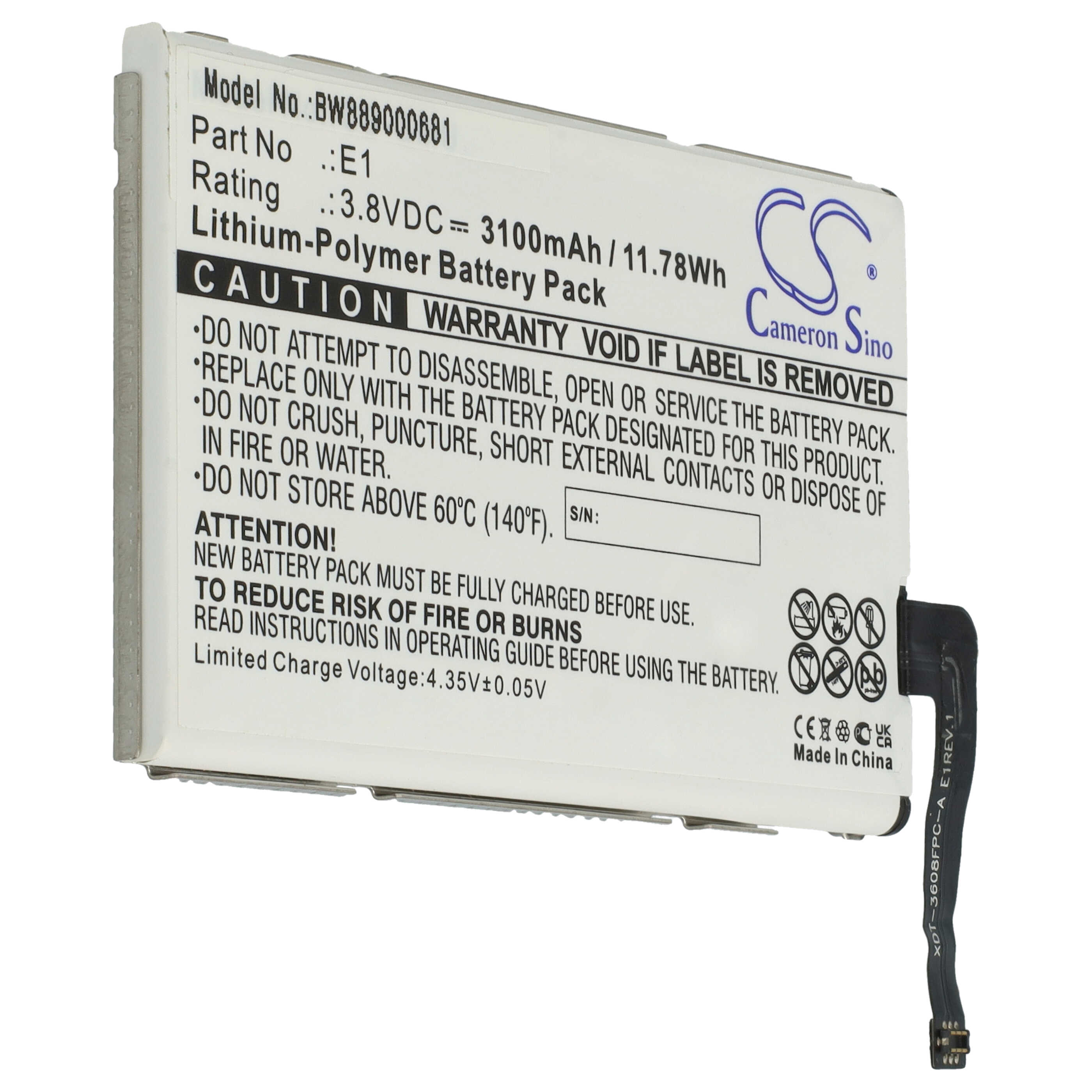 Batteria per hotspot modem router portatile sostituisce GlocalMe E1, GLMU18A02 GlocalMe - 3100mAh 3,8V Li-Poly