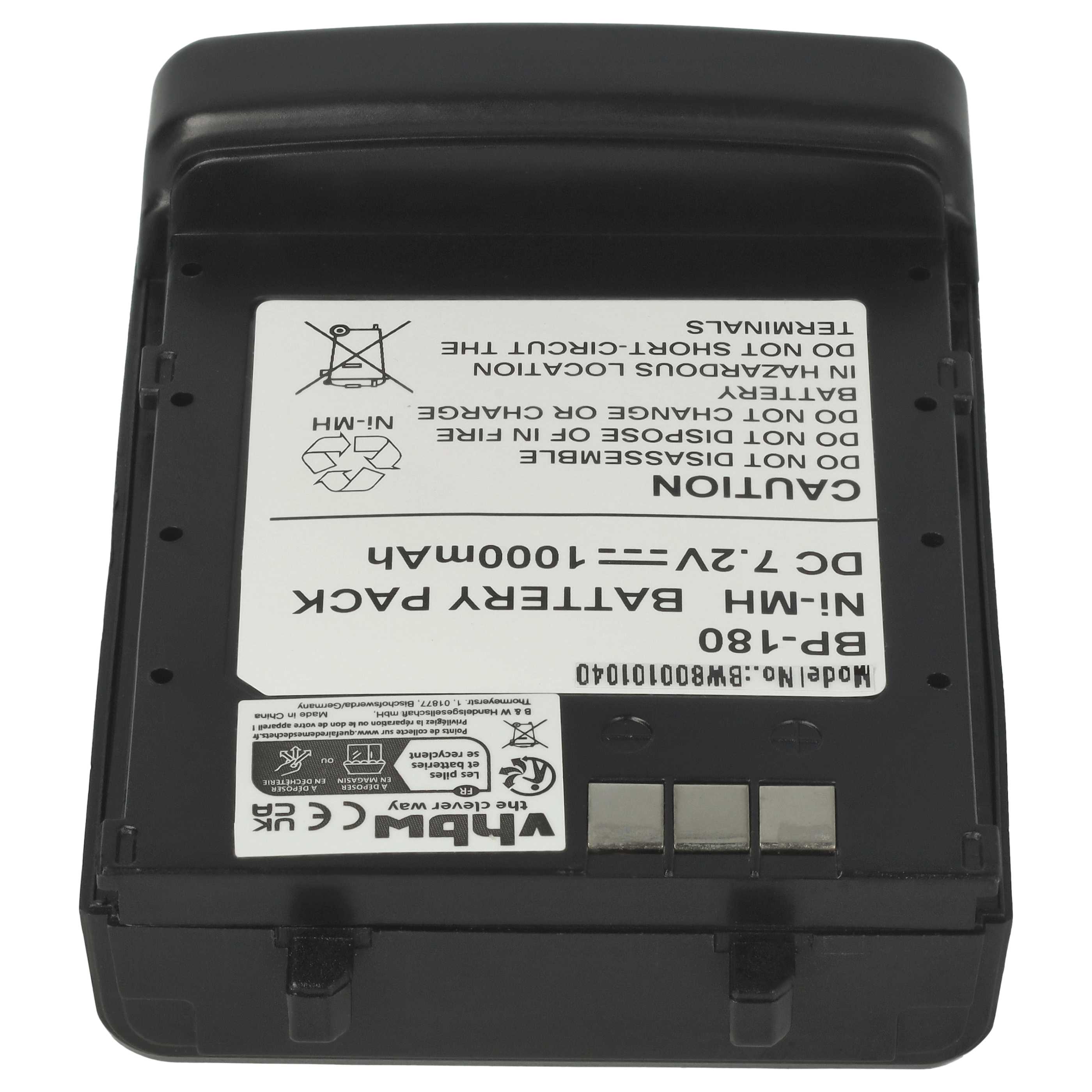 Radio 2x Battery replaces Icom BP-173, BP-180H, BP-180 - 1000 mAh 7.2 V NiMH