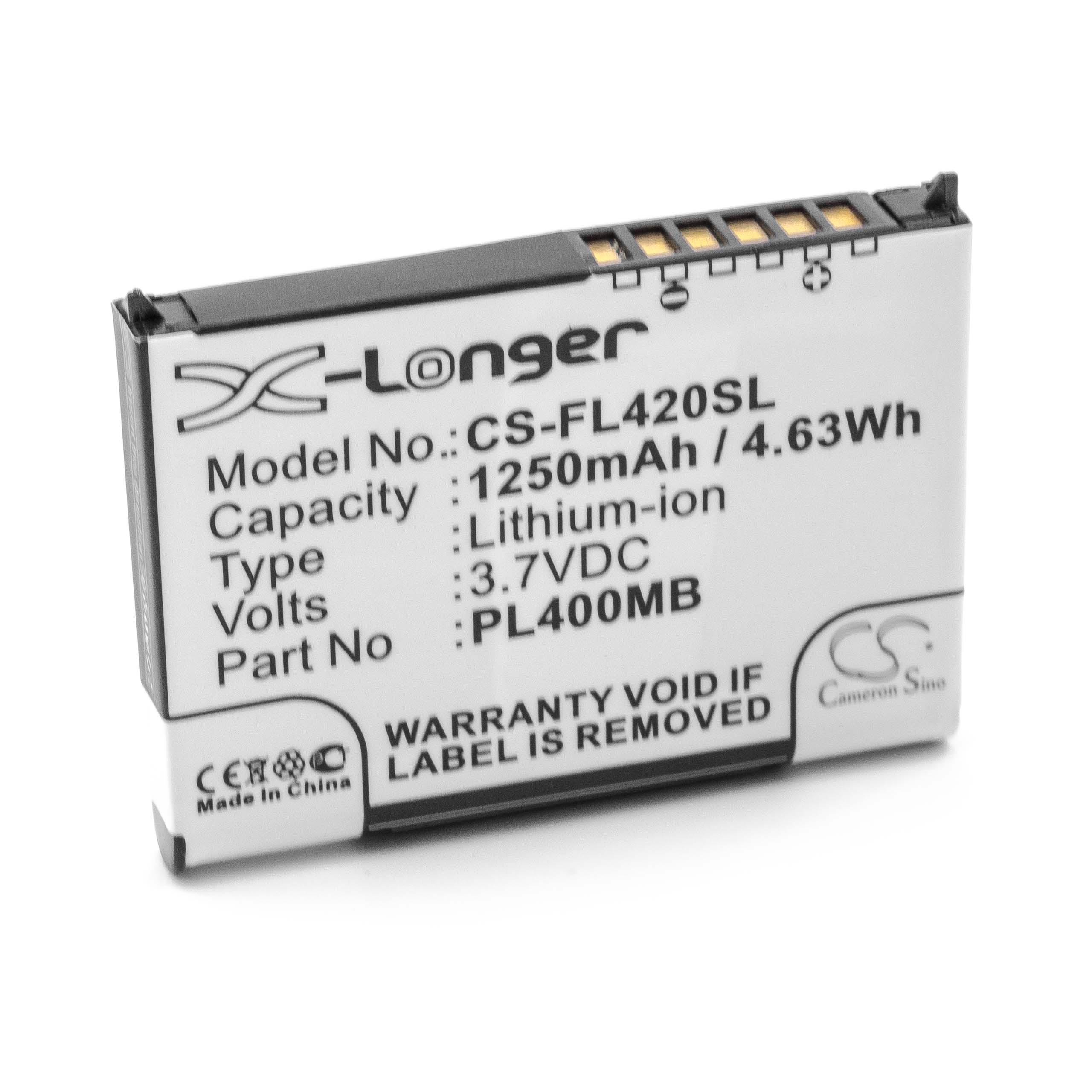 Batterie remplace PL400MD, 10600405394, PL400MB pour ordinateur mobile PDA scanner - 1250mAh 3,7V Li-ion