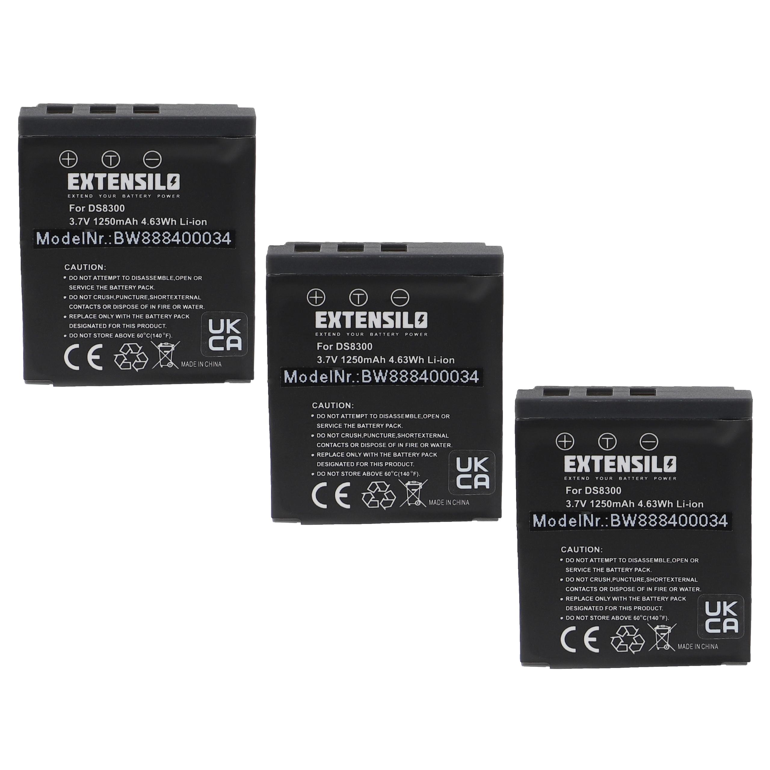 3x Battery replaces 02491-0045-00, 02491-0028-05, 02491-0028-01, 02491-0028-00 - 1250mAh, 3.7V, Li-Ion