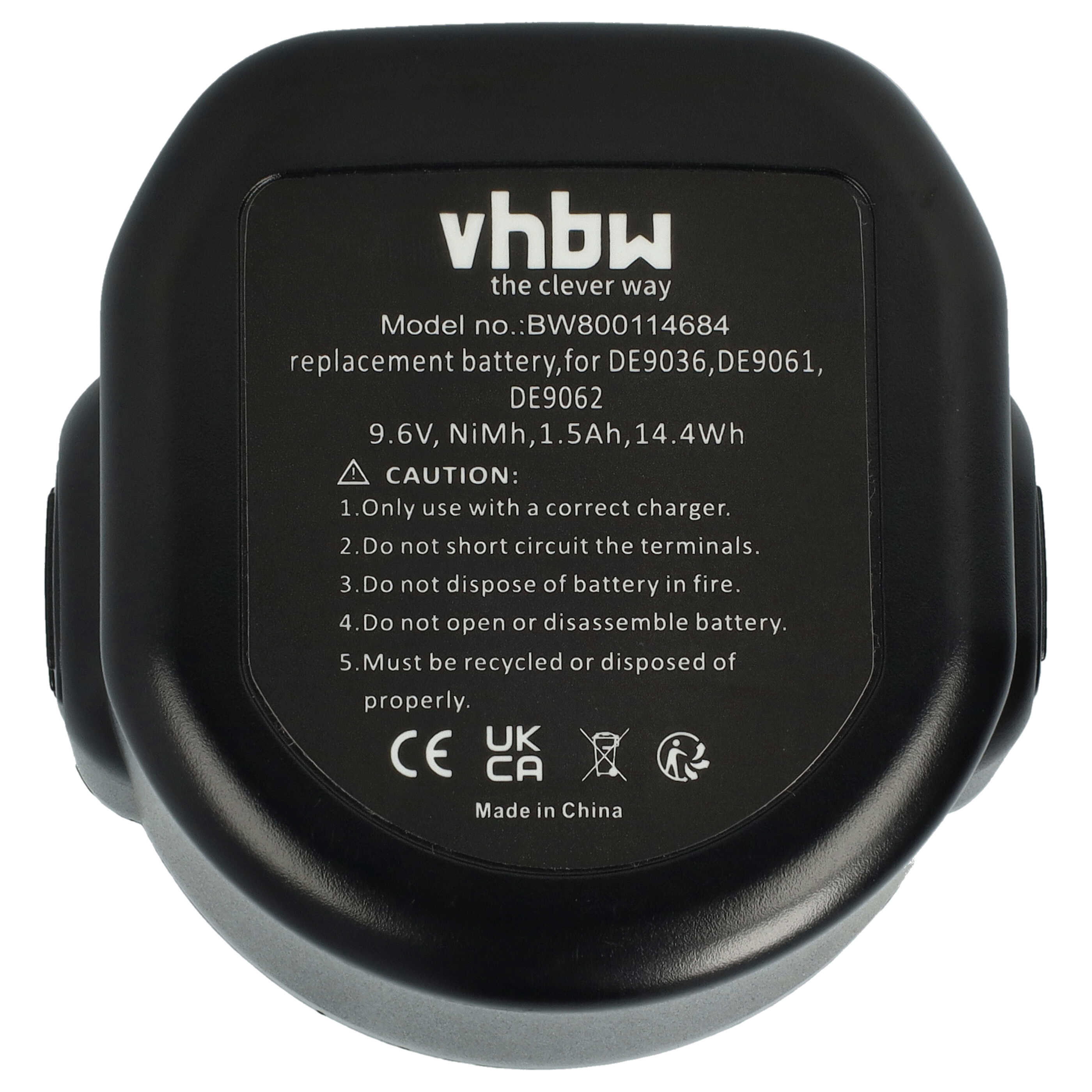 Batteria per attrezzo sostituisce Black & Decker A9242, A9251, A9265, A9272, A9274 - 1500 mAh, 9,6 V, NiMH