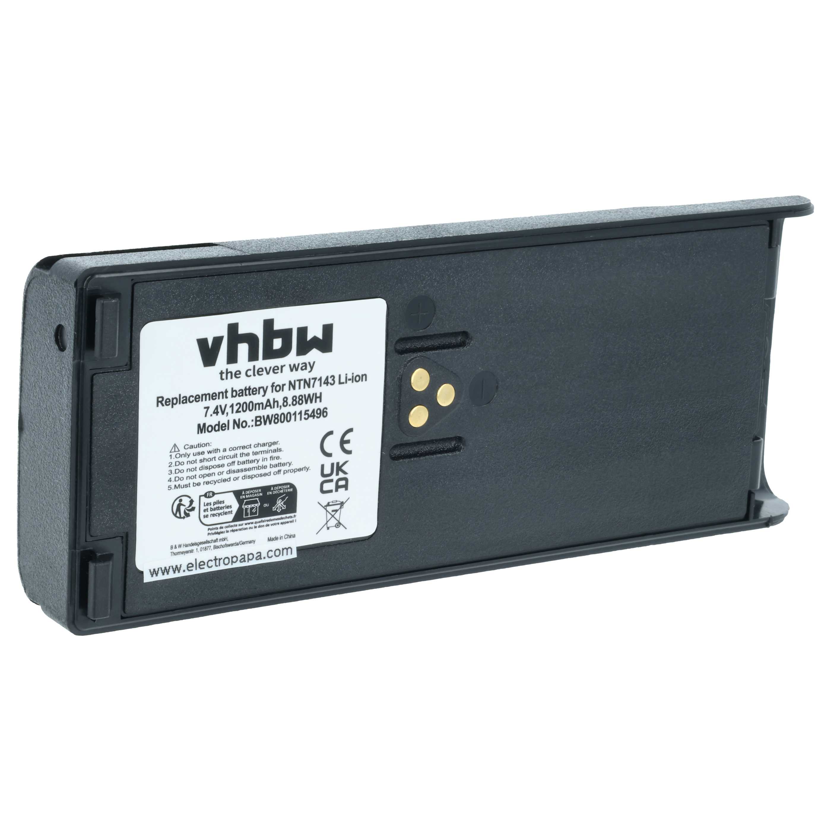 Radio 2x Battery replaces Motorola NTN7143A, NTN7143, FuG11b, NTN7143CR, NTN7143B - 1200 mAh 7.4 V Li-Ion