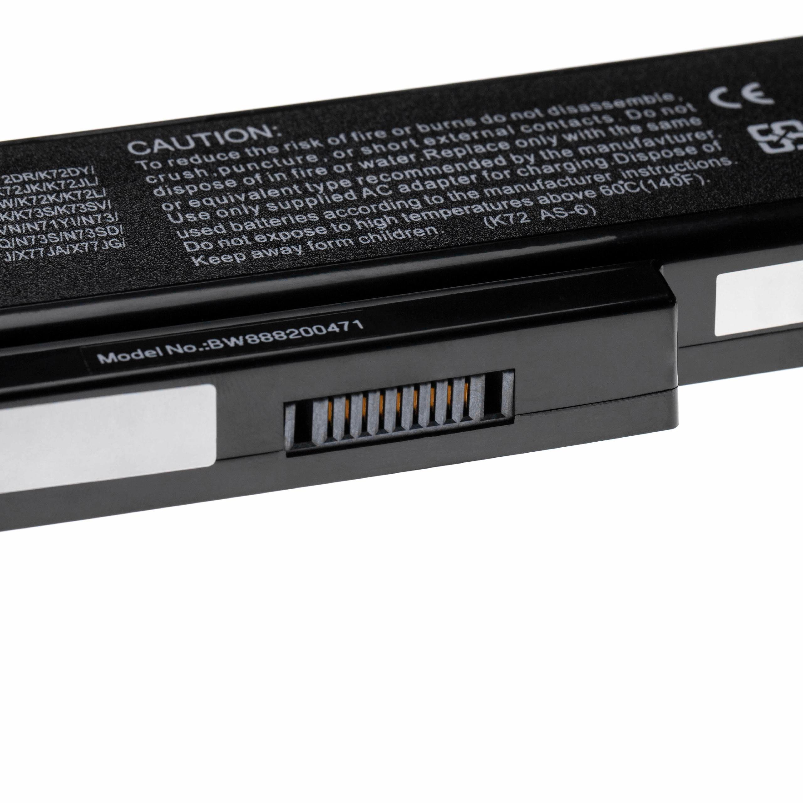 Batterie remplace Asus 70-NX01B1000Z, 70-NXH1B1000Z pour ordinateur portable - 5200mAh 10,8V Li-polymère, noir