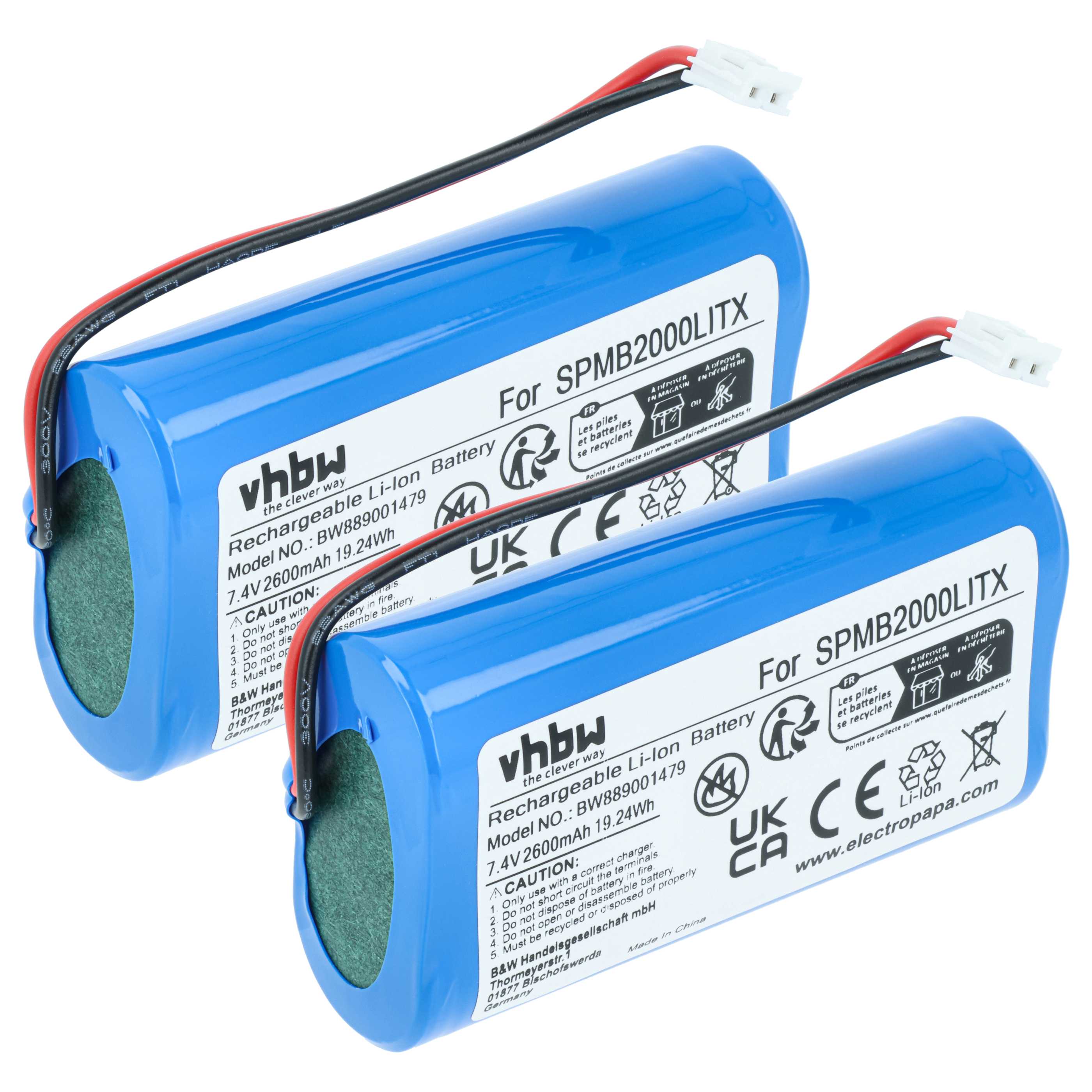 Remote Control 2x Battery replaces Spektrum SPMB2000LITX - 2600 mAh 7.4 V Li-Ion