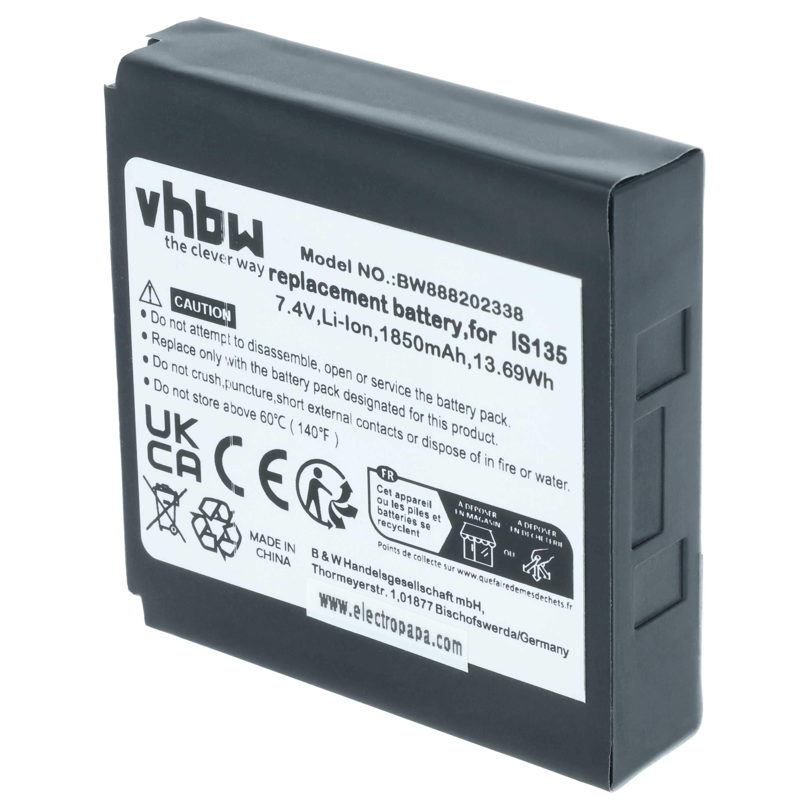 Batterie remplace Pax IS135, 25B1001 pour scanner de code-barre Pax - 1850mAh 7,4V